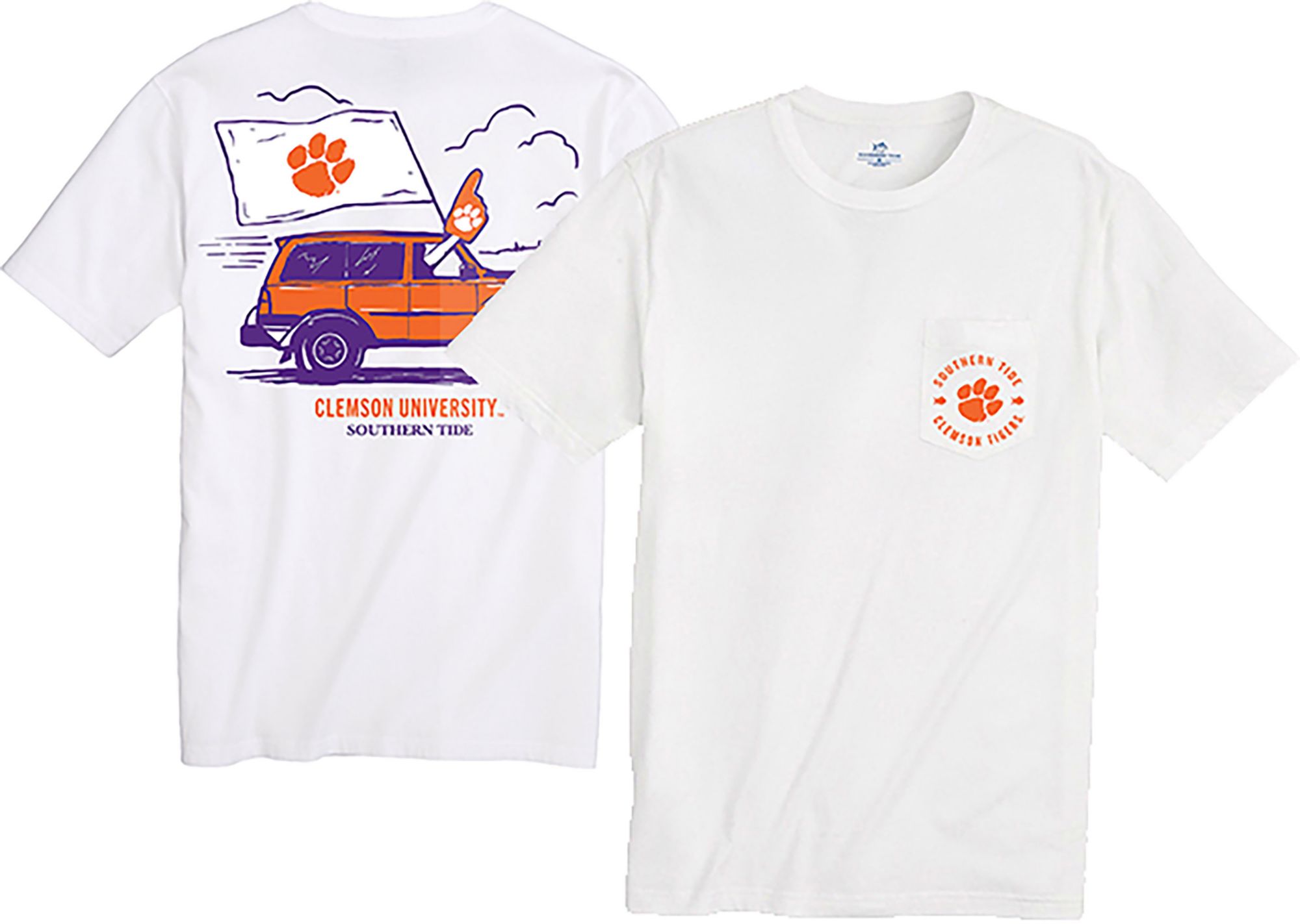Southern Tide Men's Clemson Tigers White Foam Finger Short Sleeve T-Shirt product image