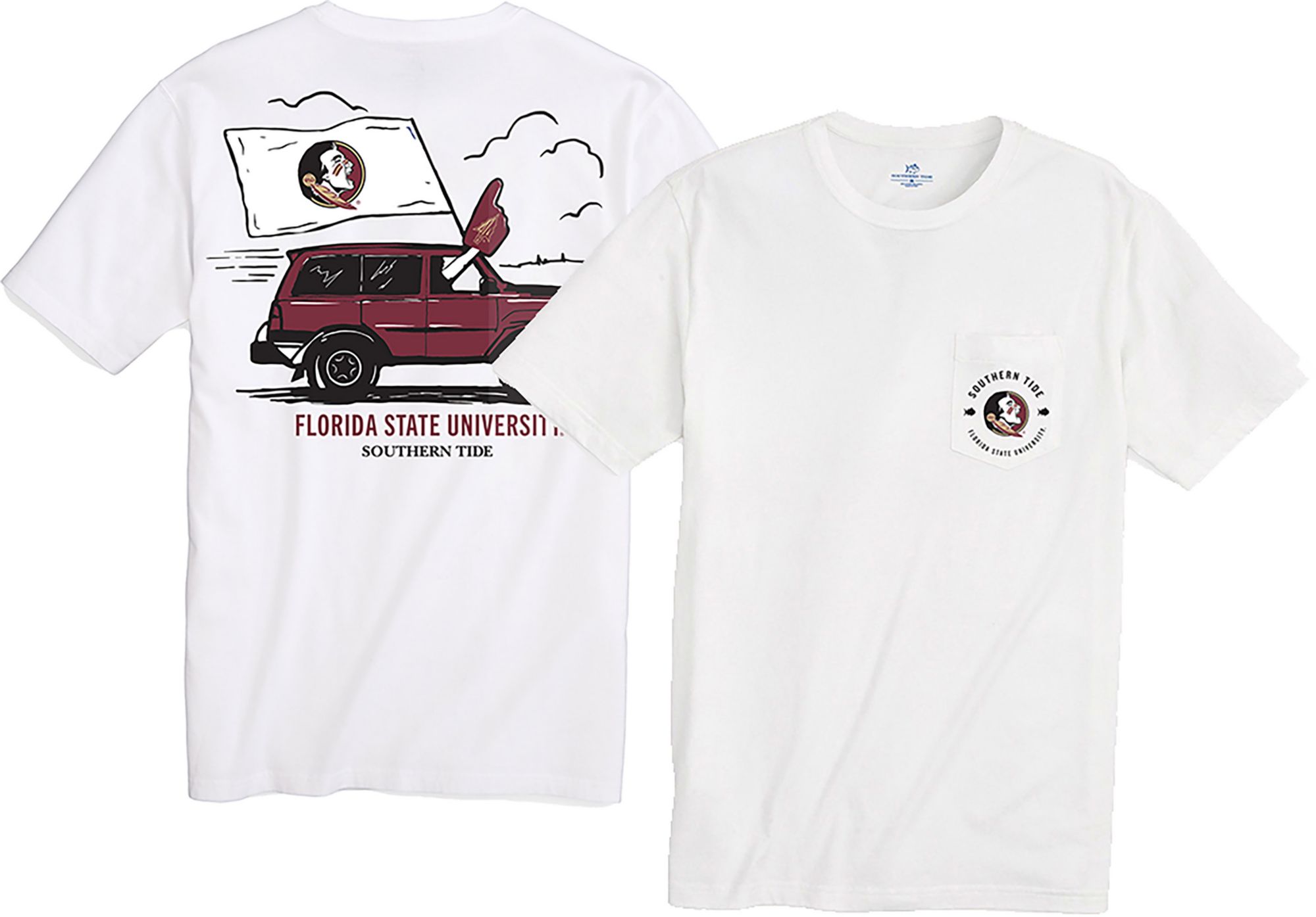 Southern Tide Men's Florida State Seminoles White Foam Finger Short Sleeve T-Shirt product image
