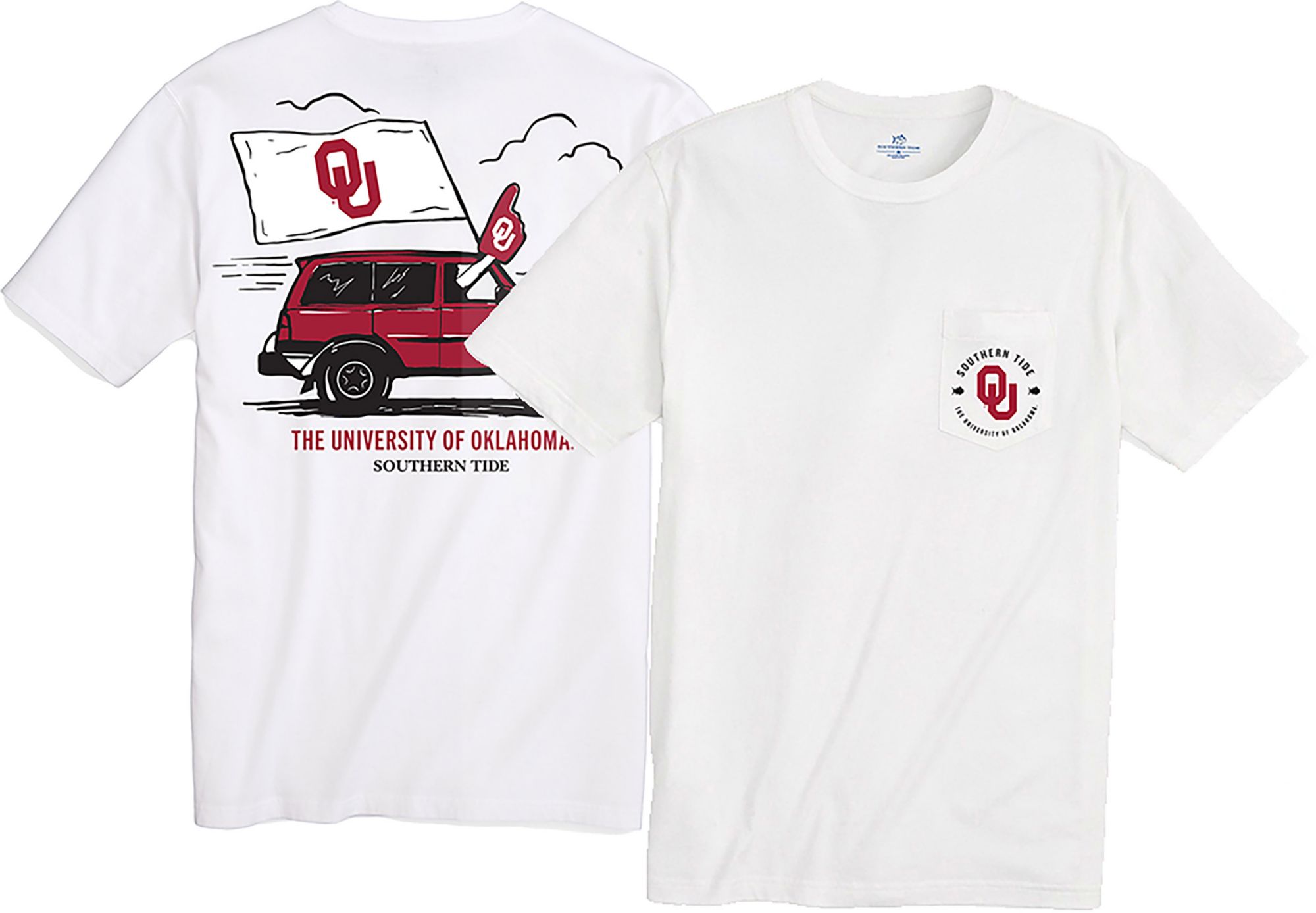Southern Tide Men's Oklahoma Sooners White Foam Finger Short Sleeve T-Shirt product image