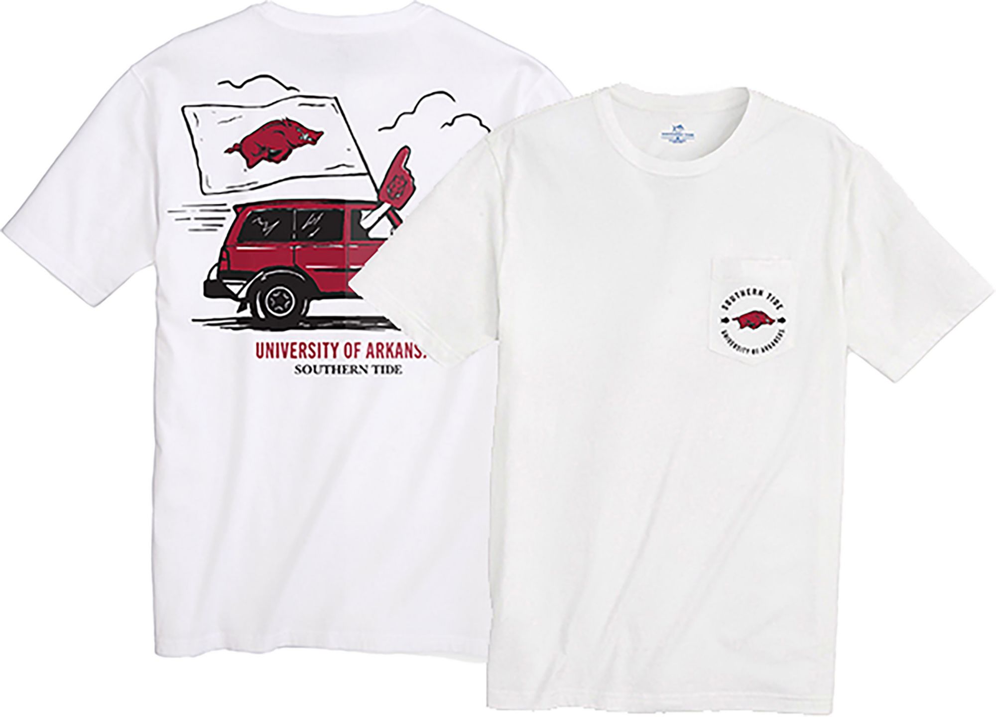 Southern Tide Men's Arkansas Razorbacks White Foam Finger Short Sleeve T-Shirt product image