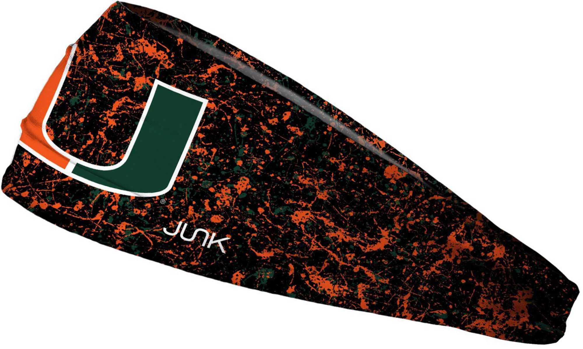 JUNK Brands Adult Miami Hurricanes Black Splatter Big Band Lite Headband product image