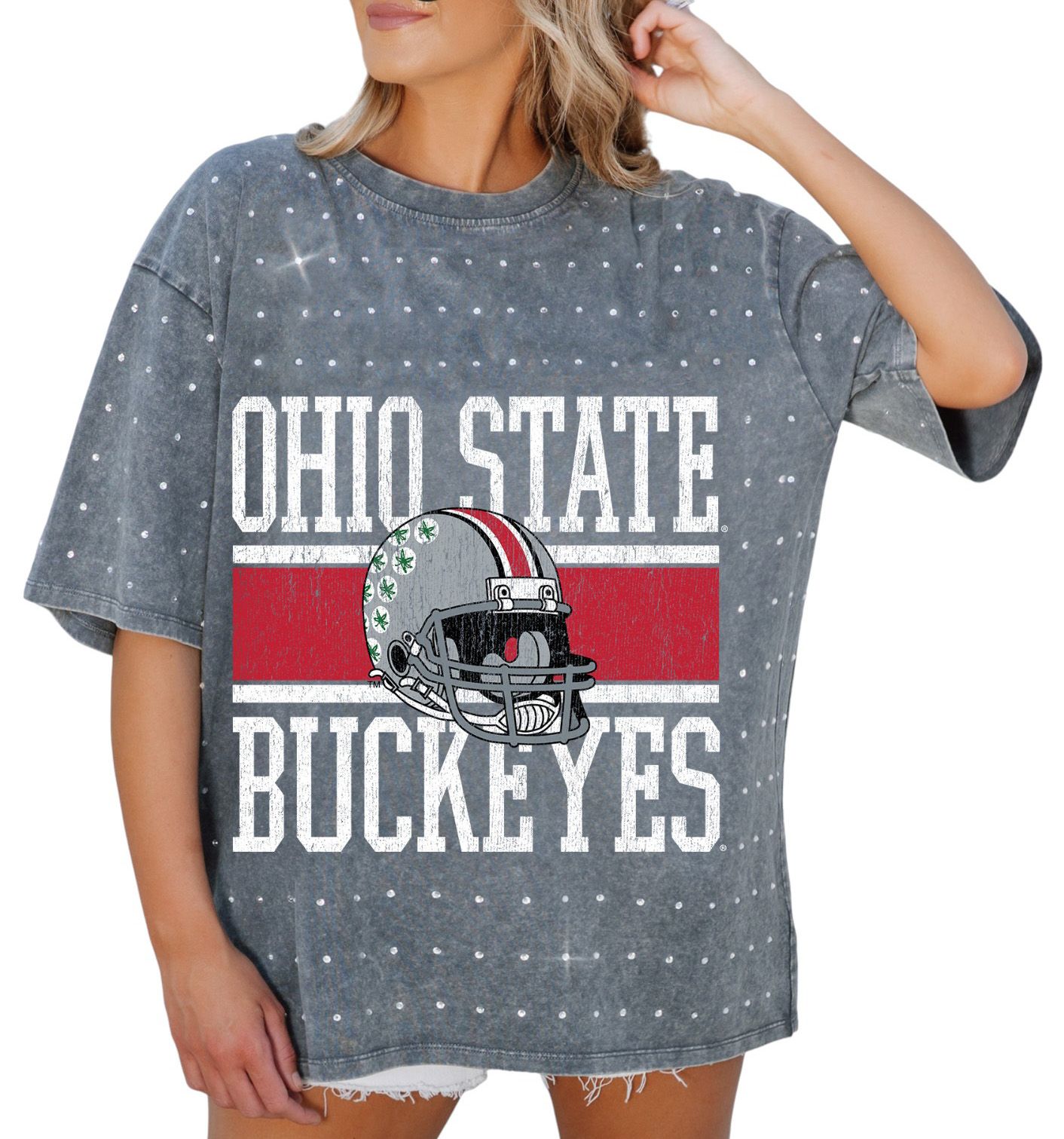 Gameday Couture Women's Ohio State Buckeyes Grey Rhinestone T-Shirt product image