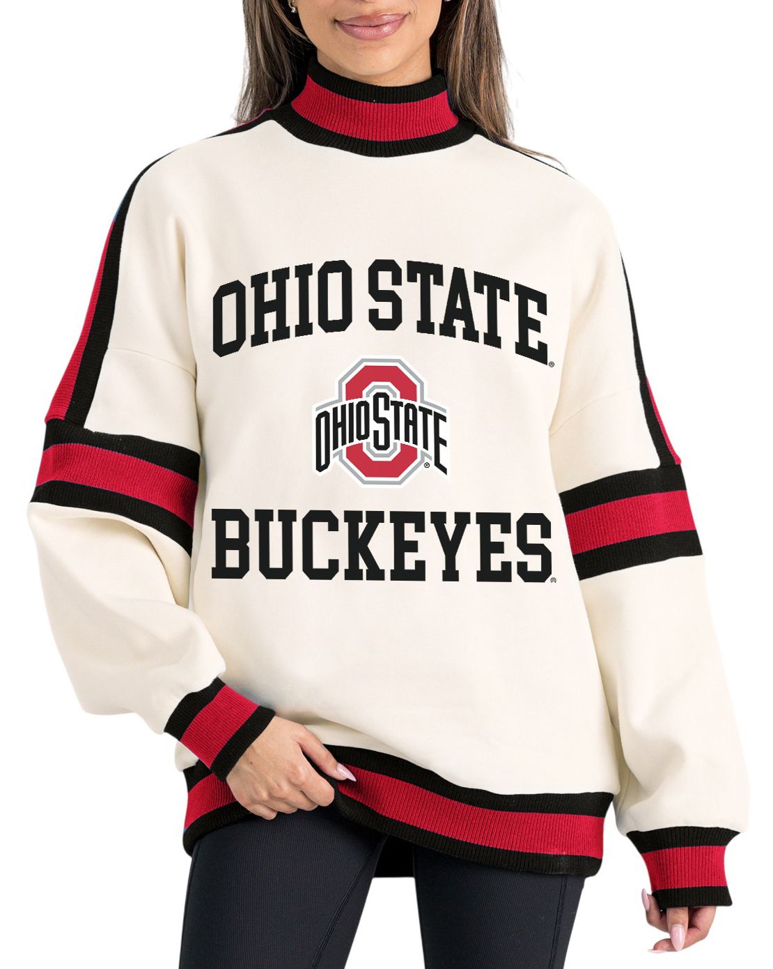 Gameday Couture Women's Ohio State Buckeyes White, Red, and Black Turtleneck Sweatshirt product image