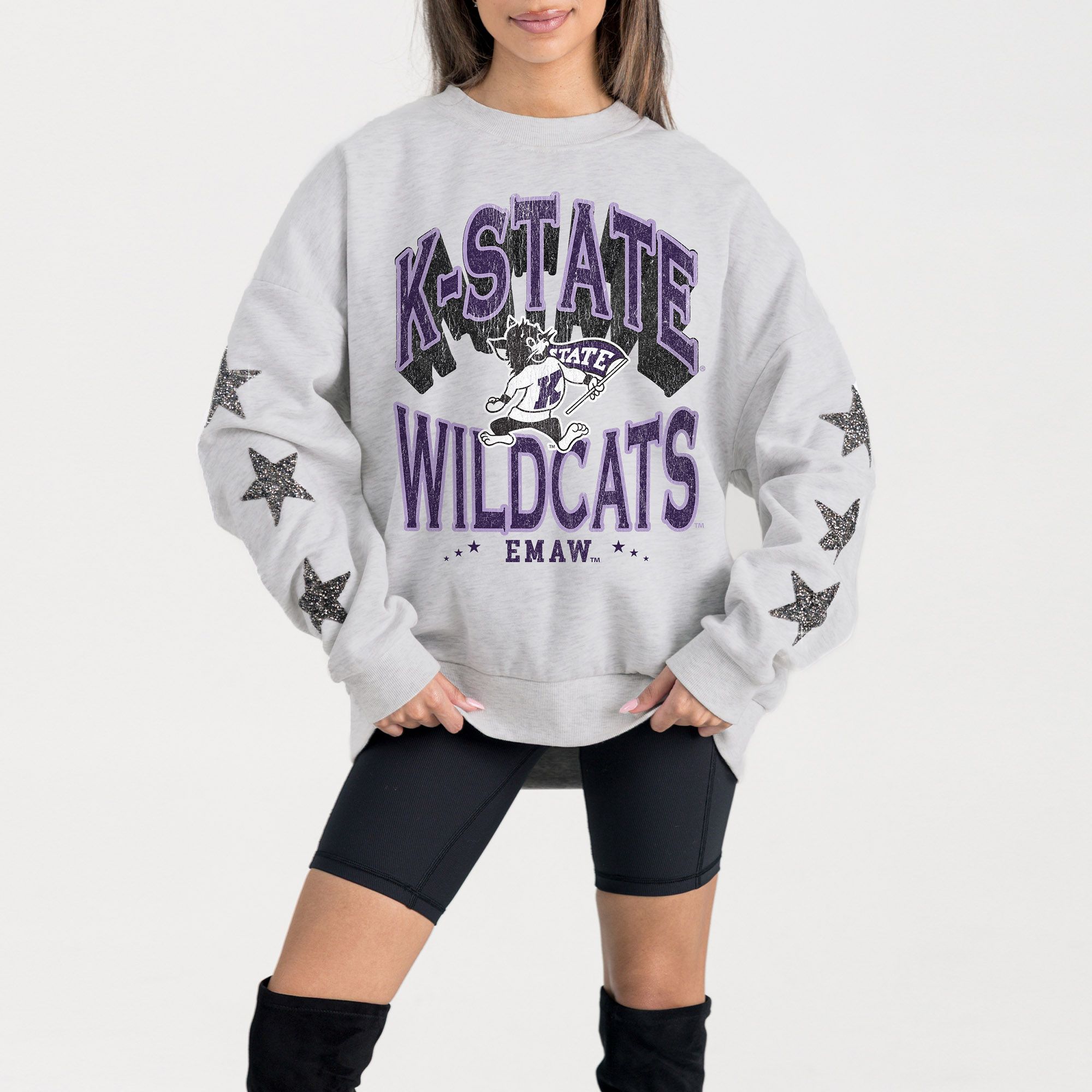 Gameday Couture Women's Kansas State Wildcats Ash Star Crew Pullover Sweatshirt product image