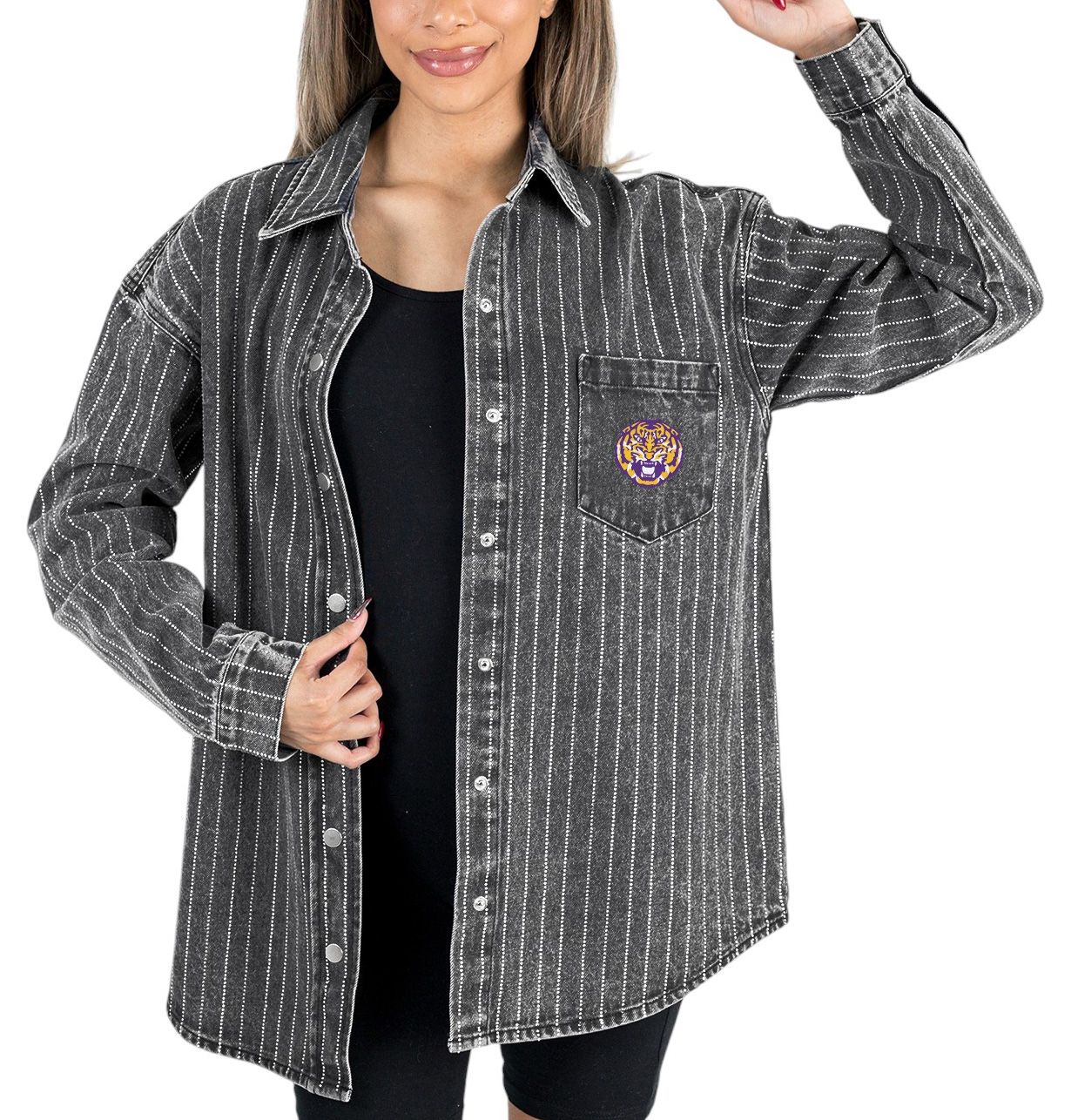Gameday Couture Women's LSU Tigers Black Denim Rhinestone Jacket product image