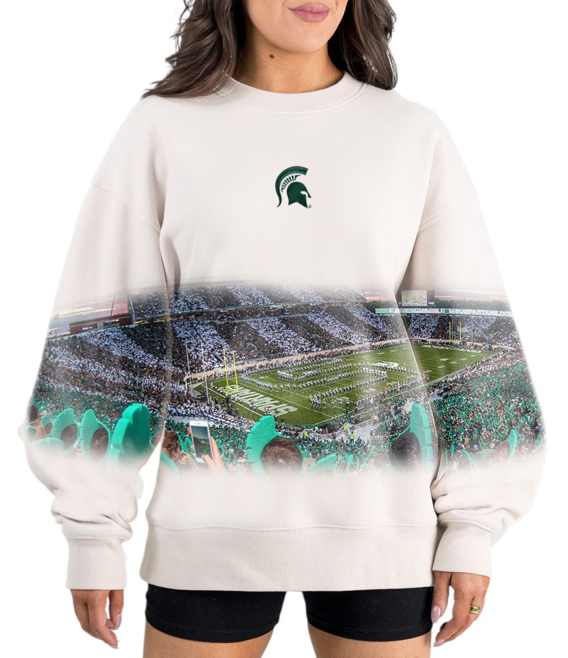 Gameday Couture Women's Michigan State Spartans Ivory Power Move Crew Pullover Sweatshirt product image