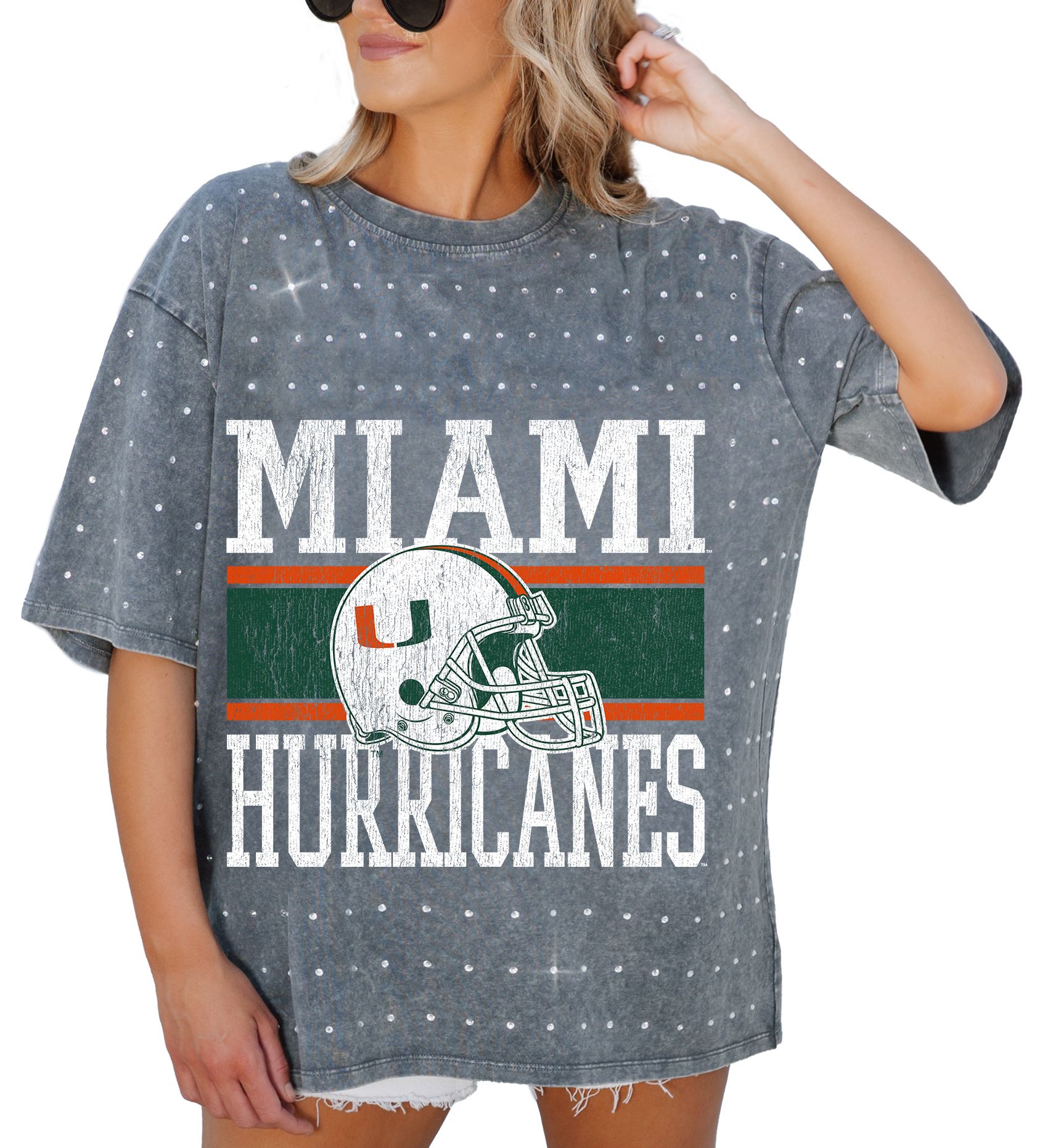Gameday Couture Women's Miami Hurricanes Grey Rhinestone T-Shirt product image