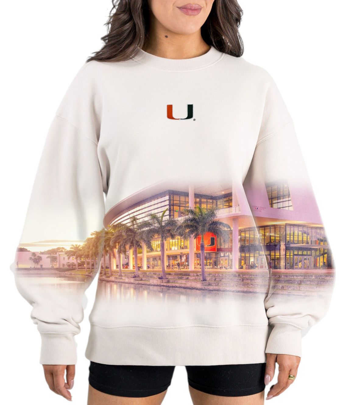 Gameday Couture Women's Miami Hurricanes Ivory Power Move Crew Pullover Sweatshirt product image