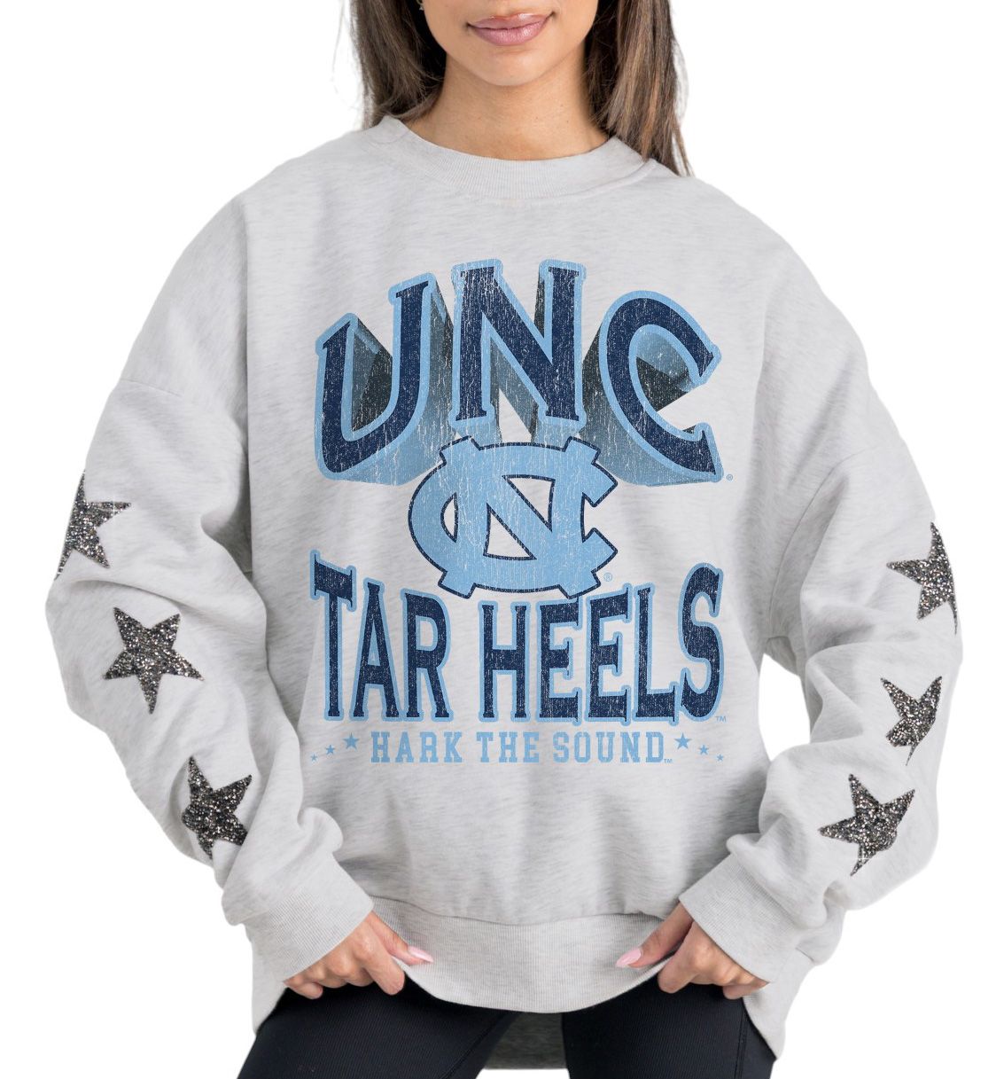 Gameday Couture Women's North Carolina Tar Heels Ash Star Crew Pullover Sweatshirt product image