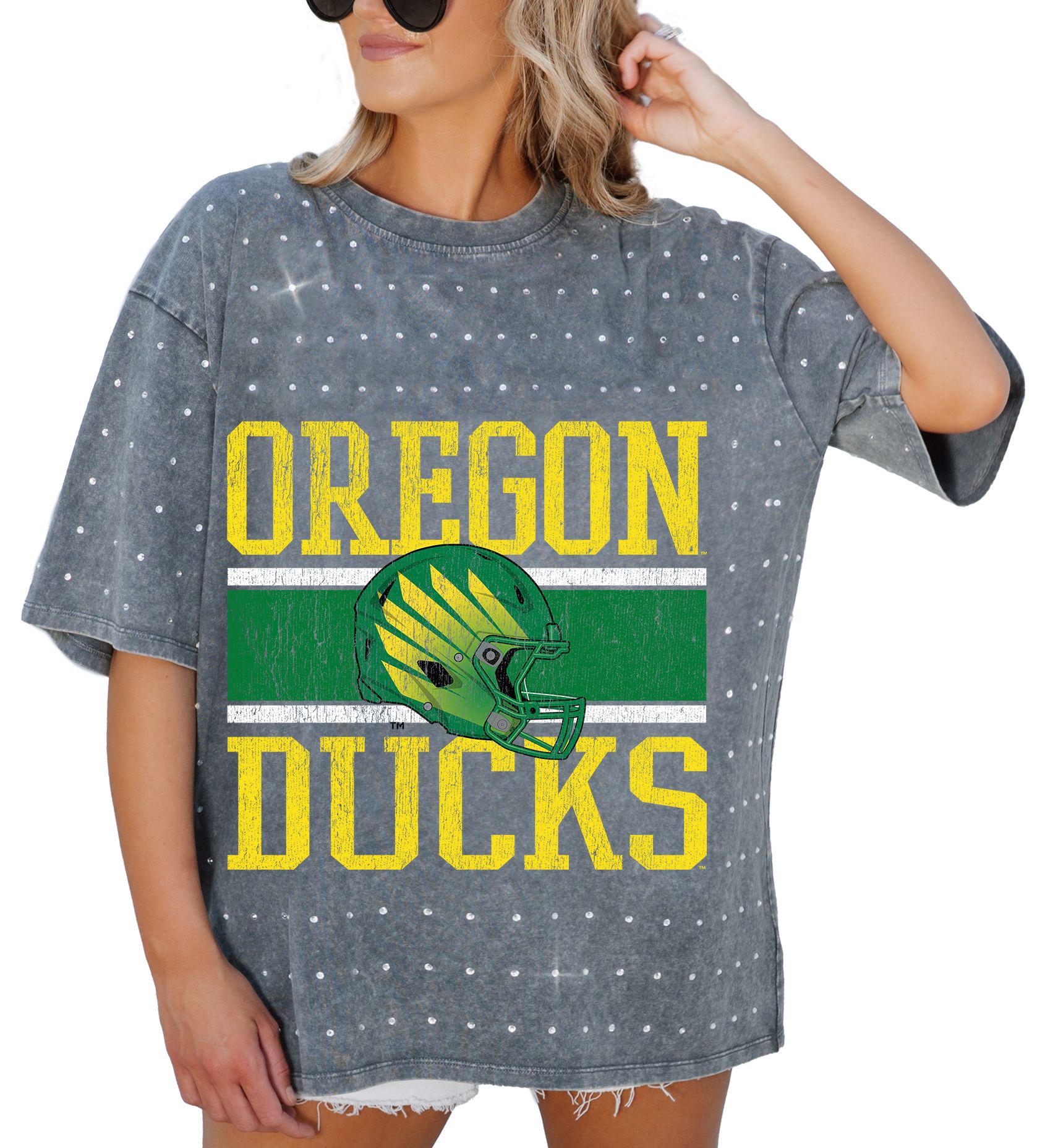 Gameday Couture Women's Oregon Ducks Grey Rhinestone T-Shirt product image