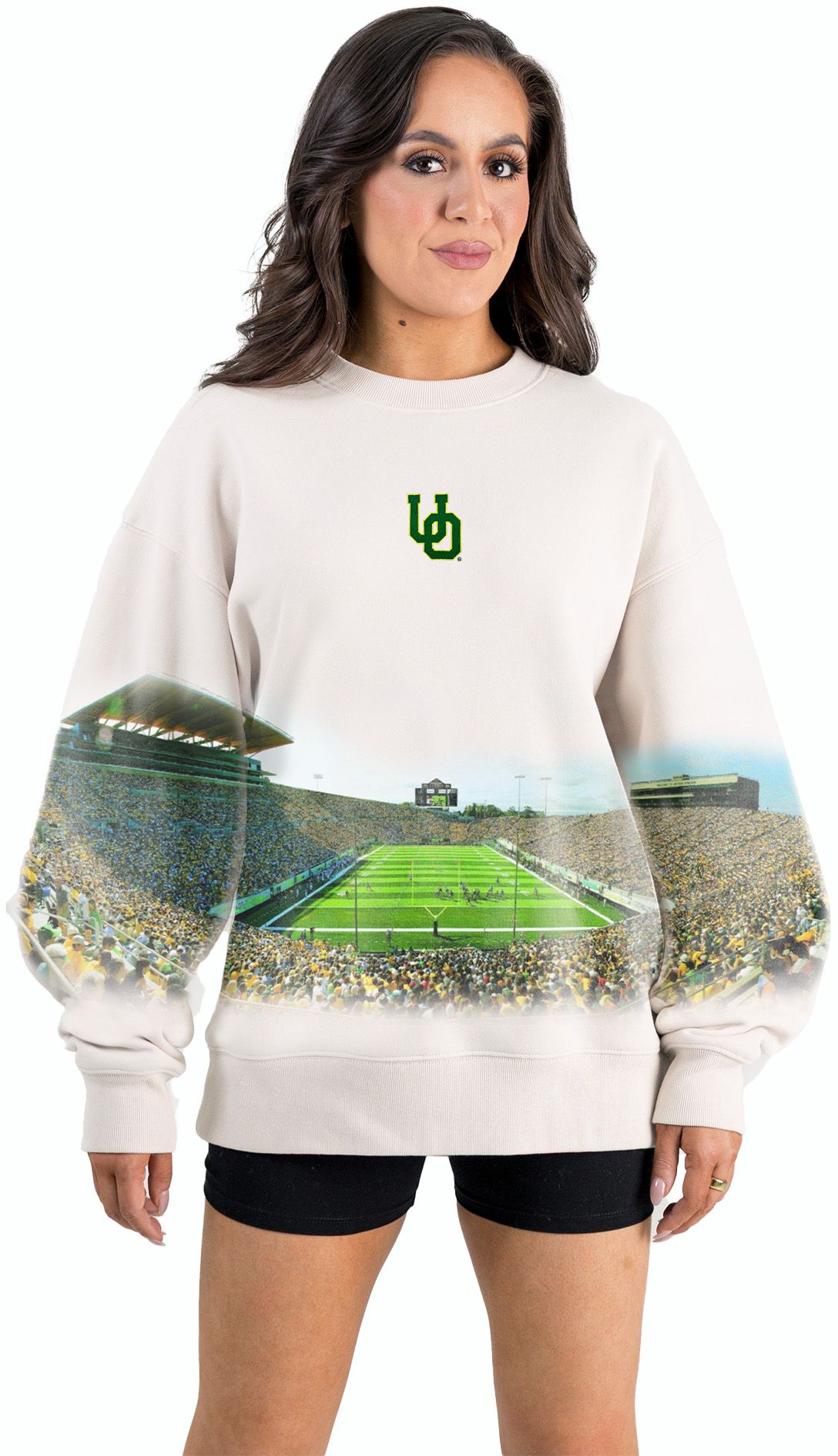 Gameday Couture Women's Oregon Ducks Ivory Power Move Crew Pullover Sweatshirt product image