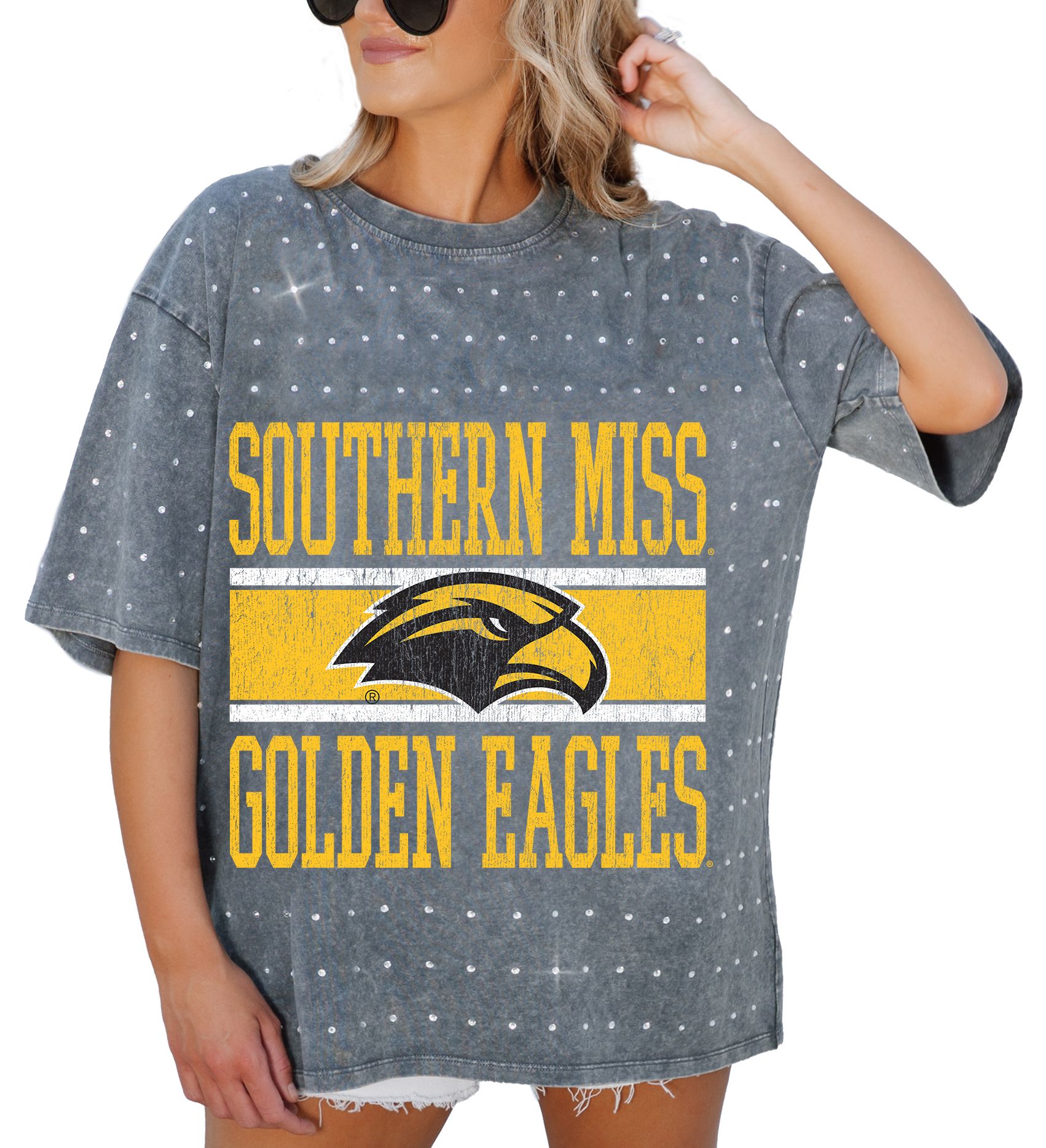 Gameday Couture Women's Southern Miss Golden Eagles Grey Rhinestone T-Shirt product image