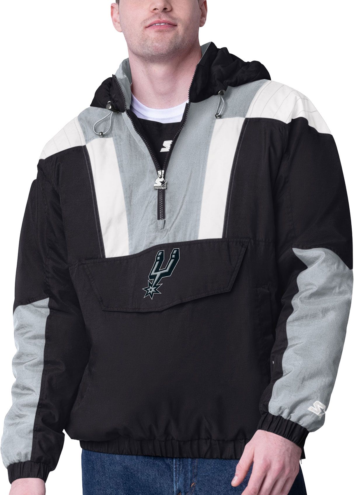 Starter Men's San Antonio Spurs Charger Black Half-Zip Jacket product image