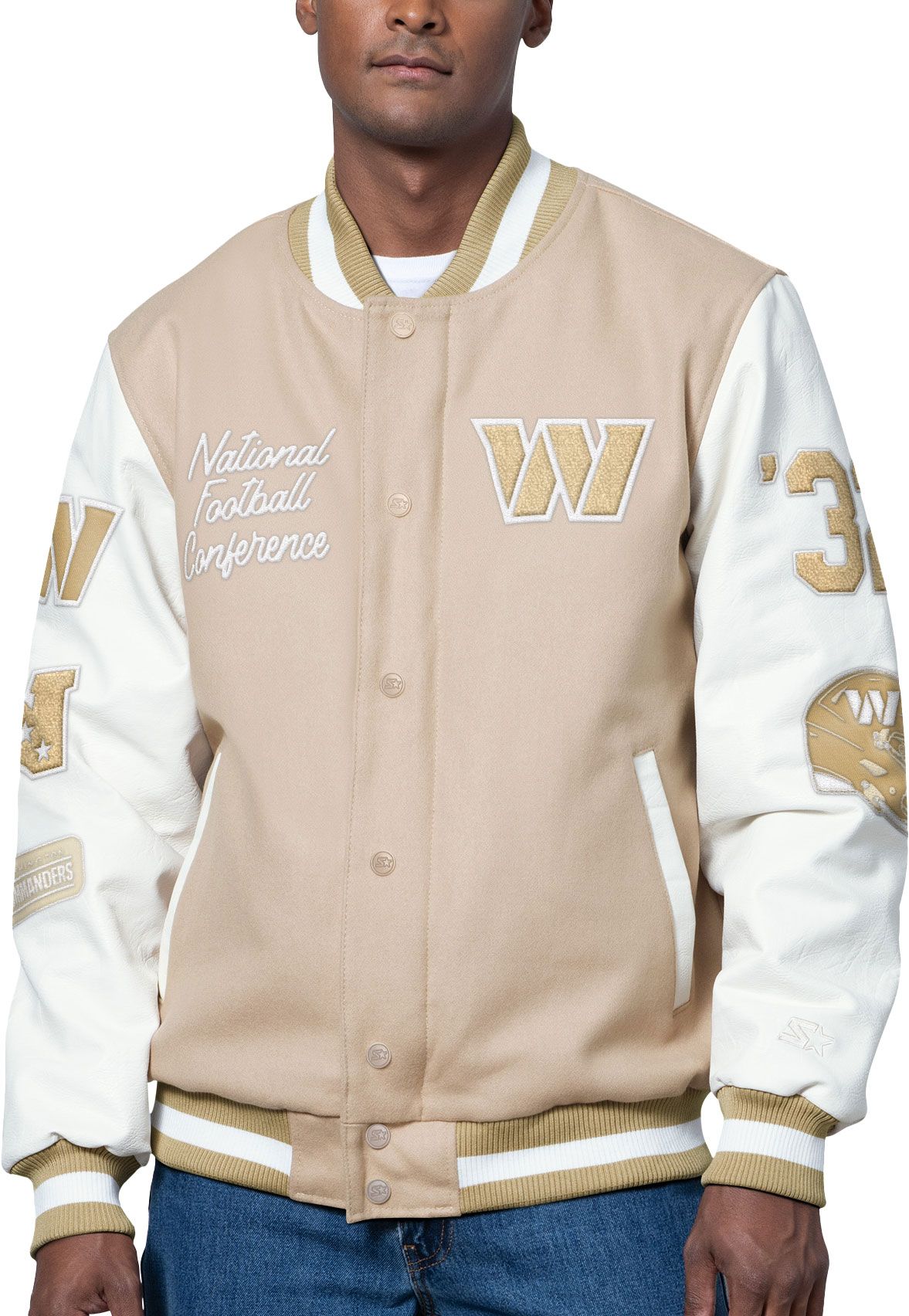 Starter Men's Washington Commanders Heavy Hitter Sand Varsity Jacket product image