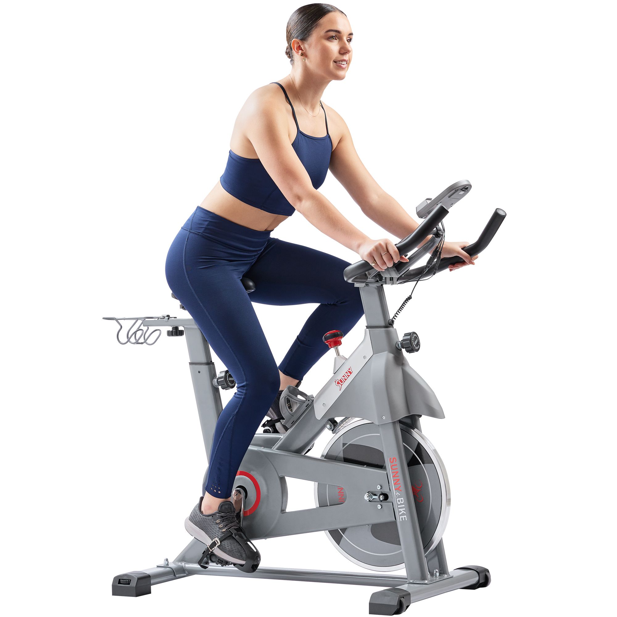 Sunny Health & Fitness Smart Bike with Dumbbell Holder product image