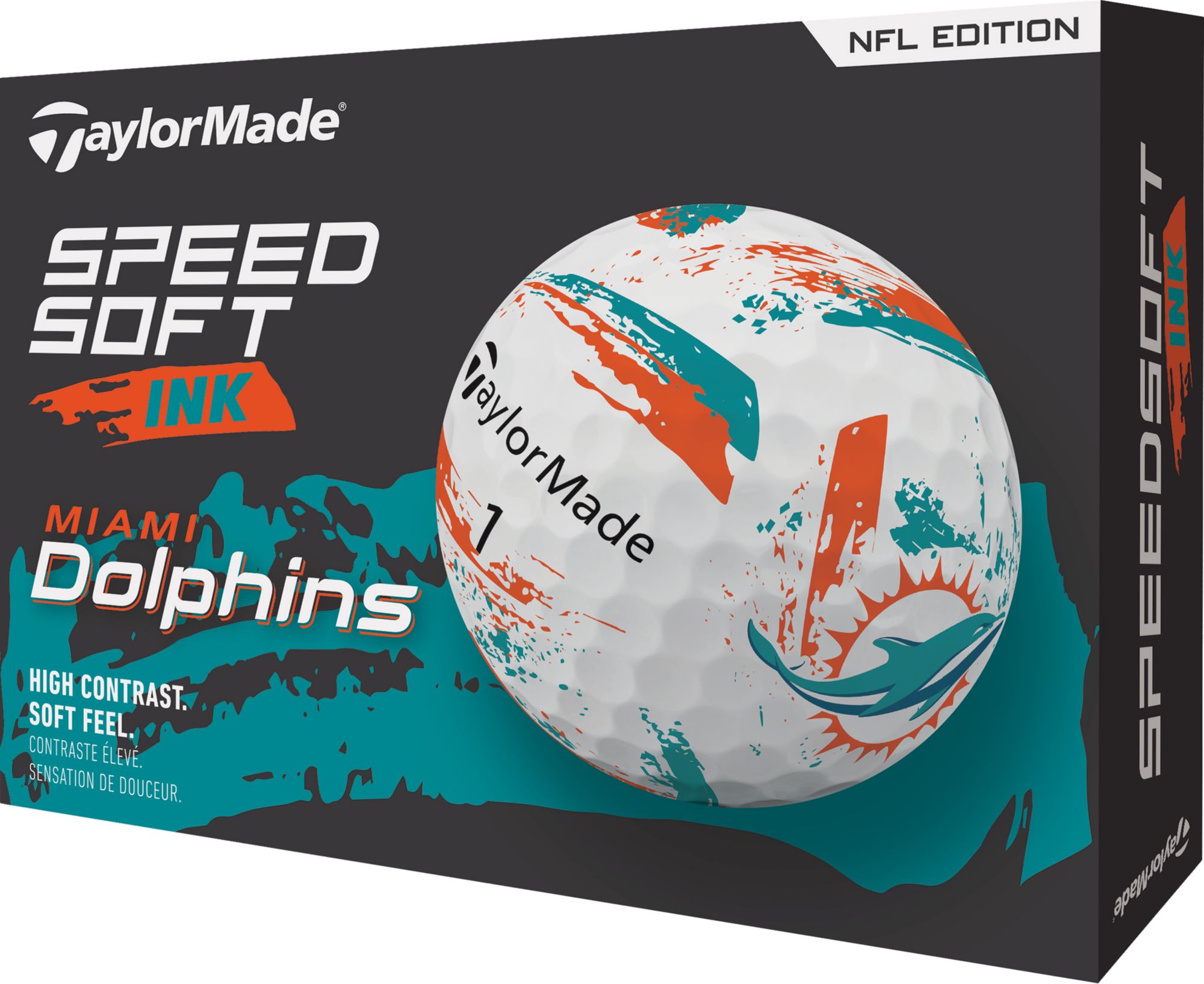 TaylorMade 2025 SpeedSoft Ink Miami Dolphins Golf Balls product image