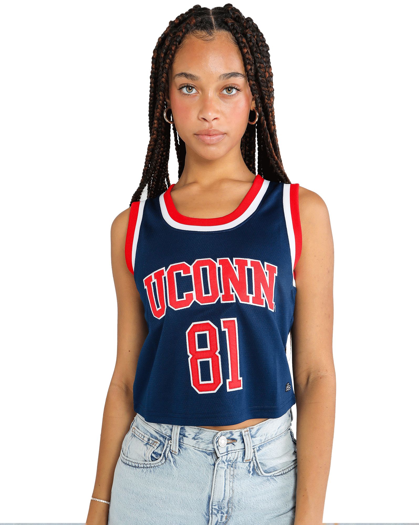 Hype and Vice Women's UConn Huskies Navy Elevated Cropped Jersey product image