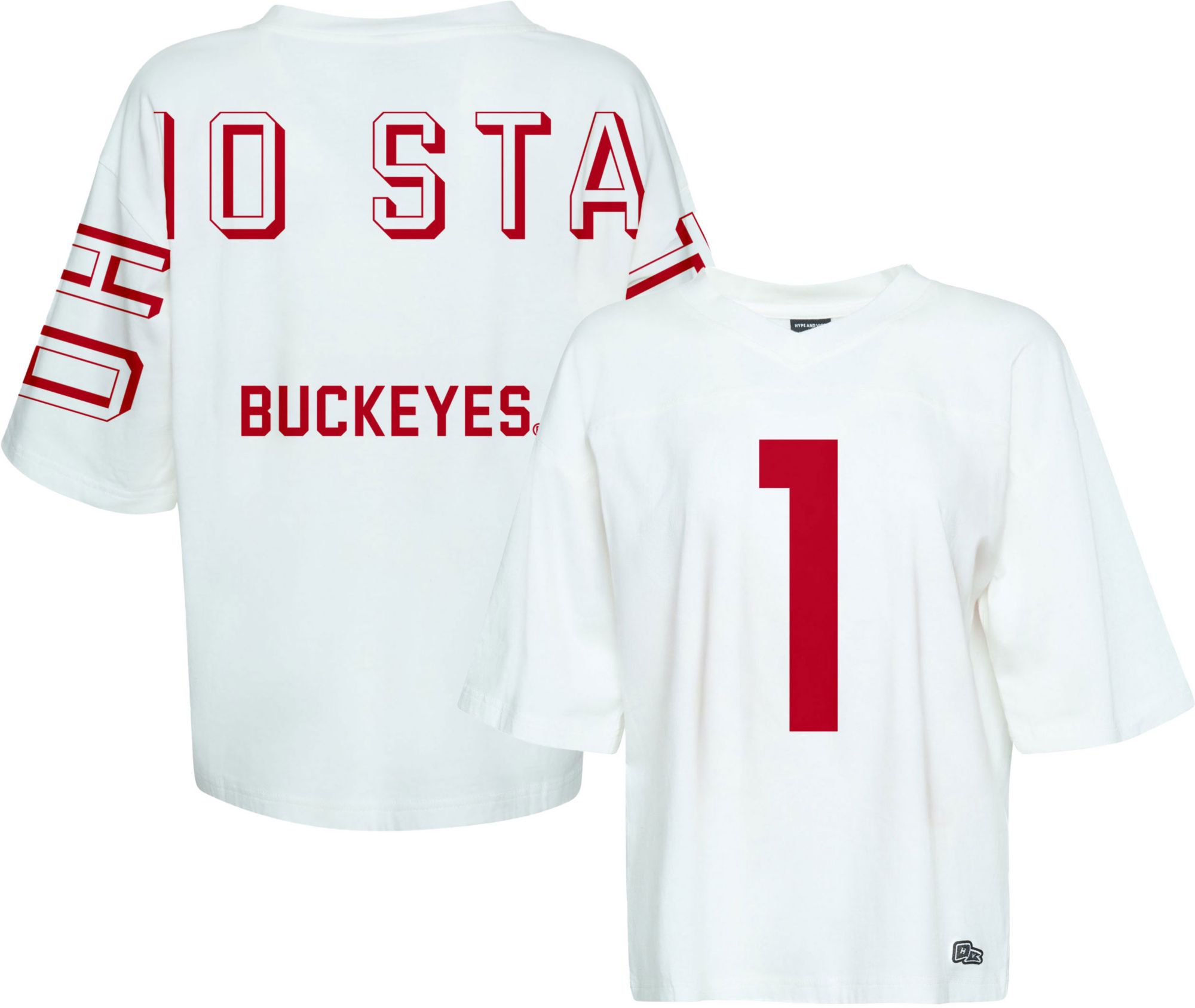 Hype and Vice Women's Ohio State Buckeyes White Football T-Shirt product image