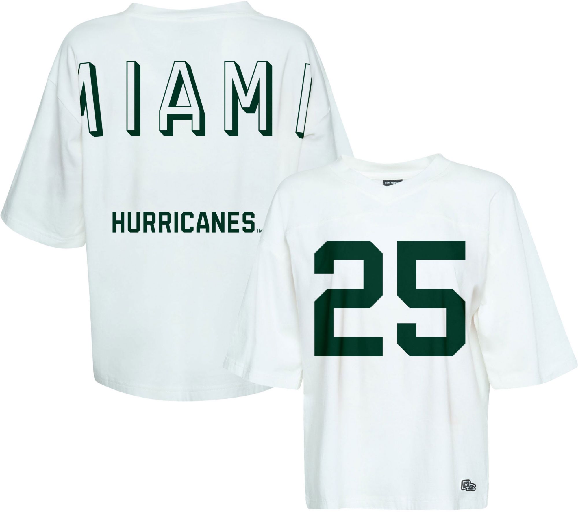 Hype and Vice Women's Miami Hurricanes White Football T-Shirt product image