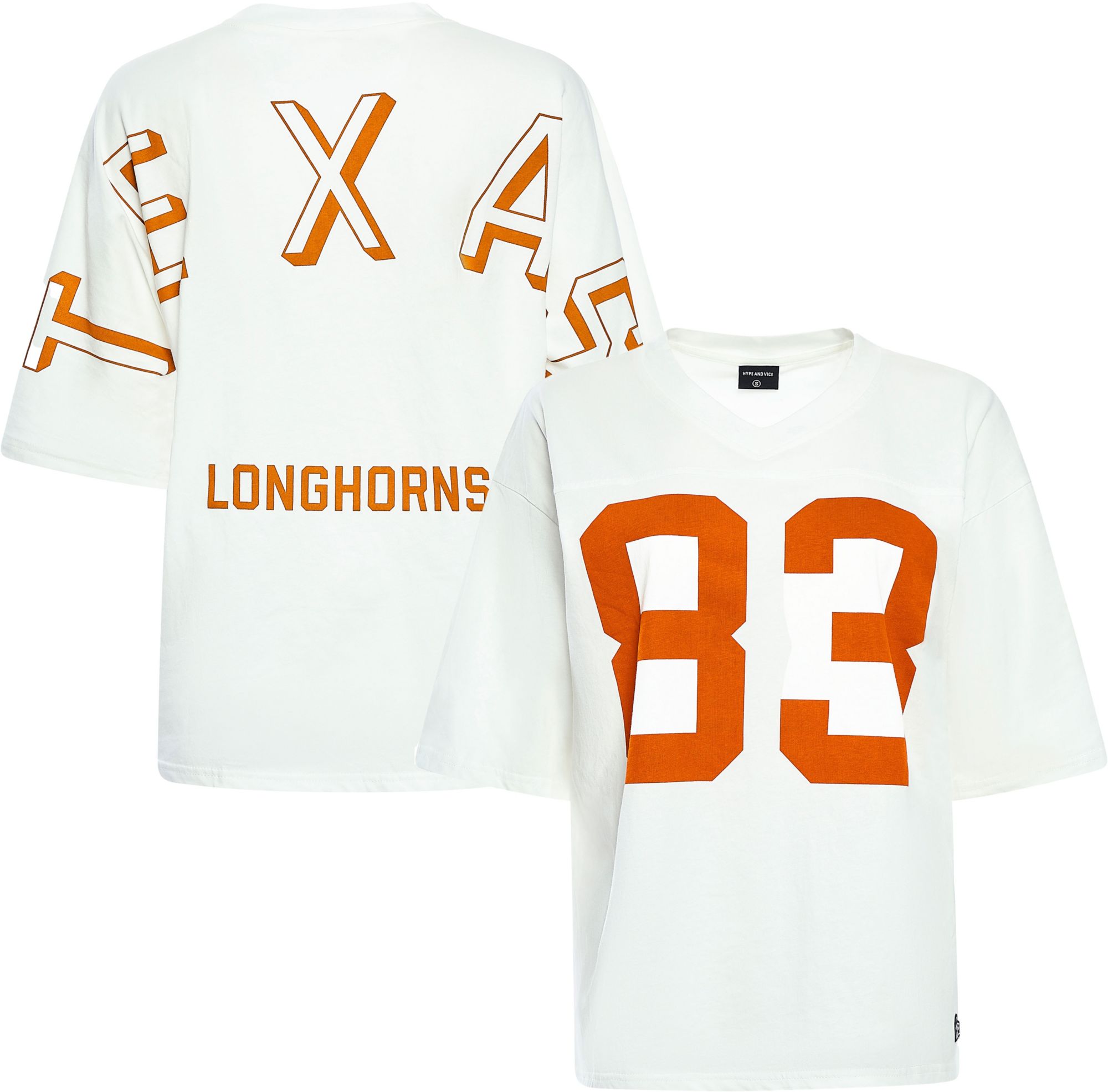 Hype and Vice Women's Texas Longhorns White Oversized Football T-Shirt product image