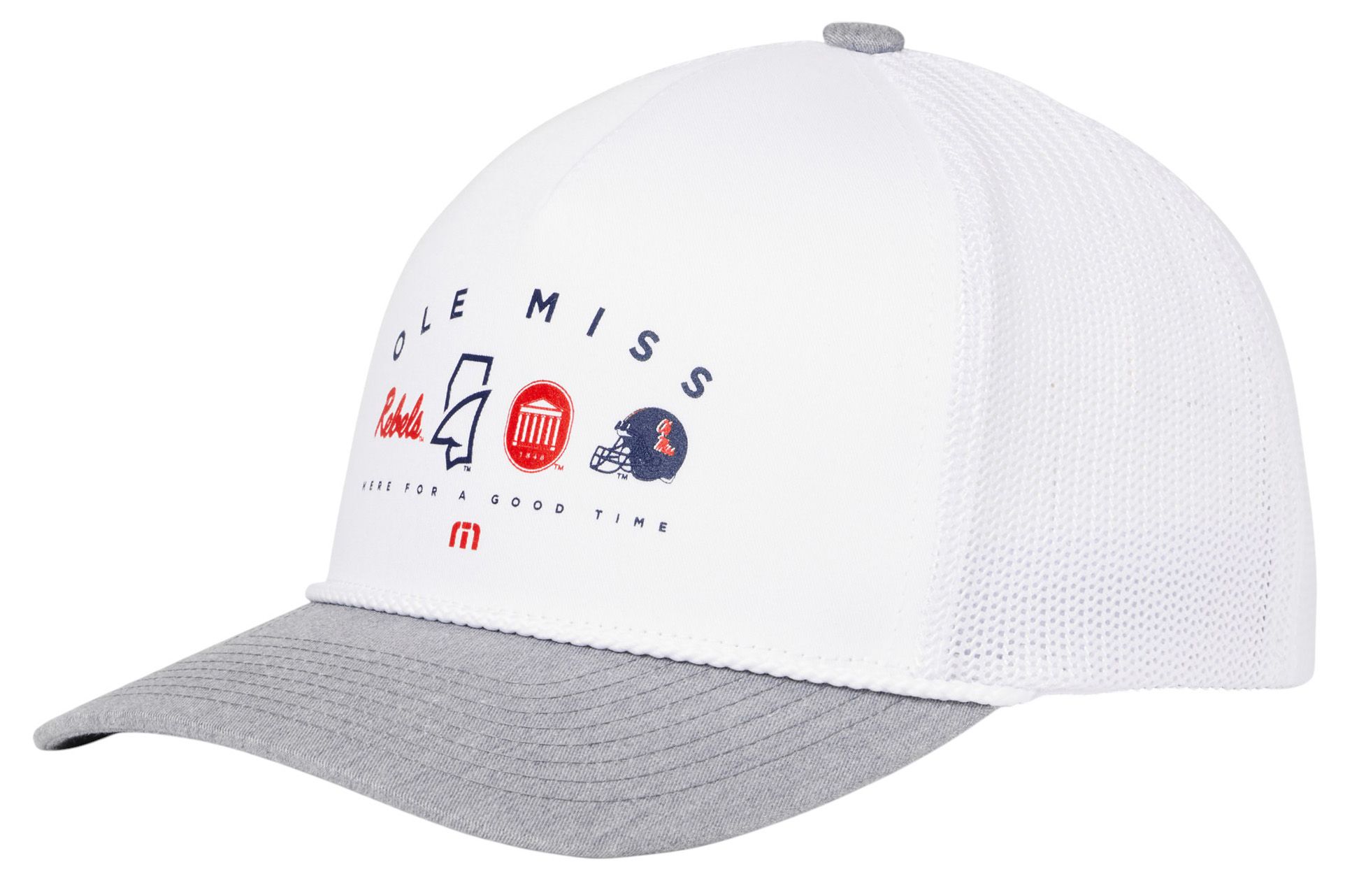 TravisMathew Adult Ole Miss Rebels White Defensive Line Snapback Hat product image