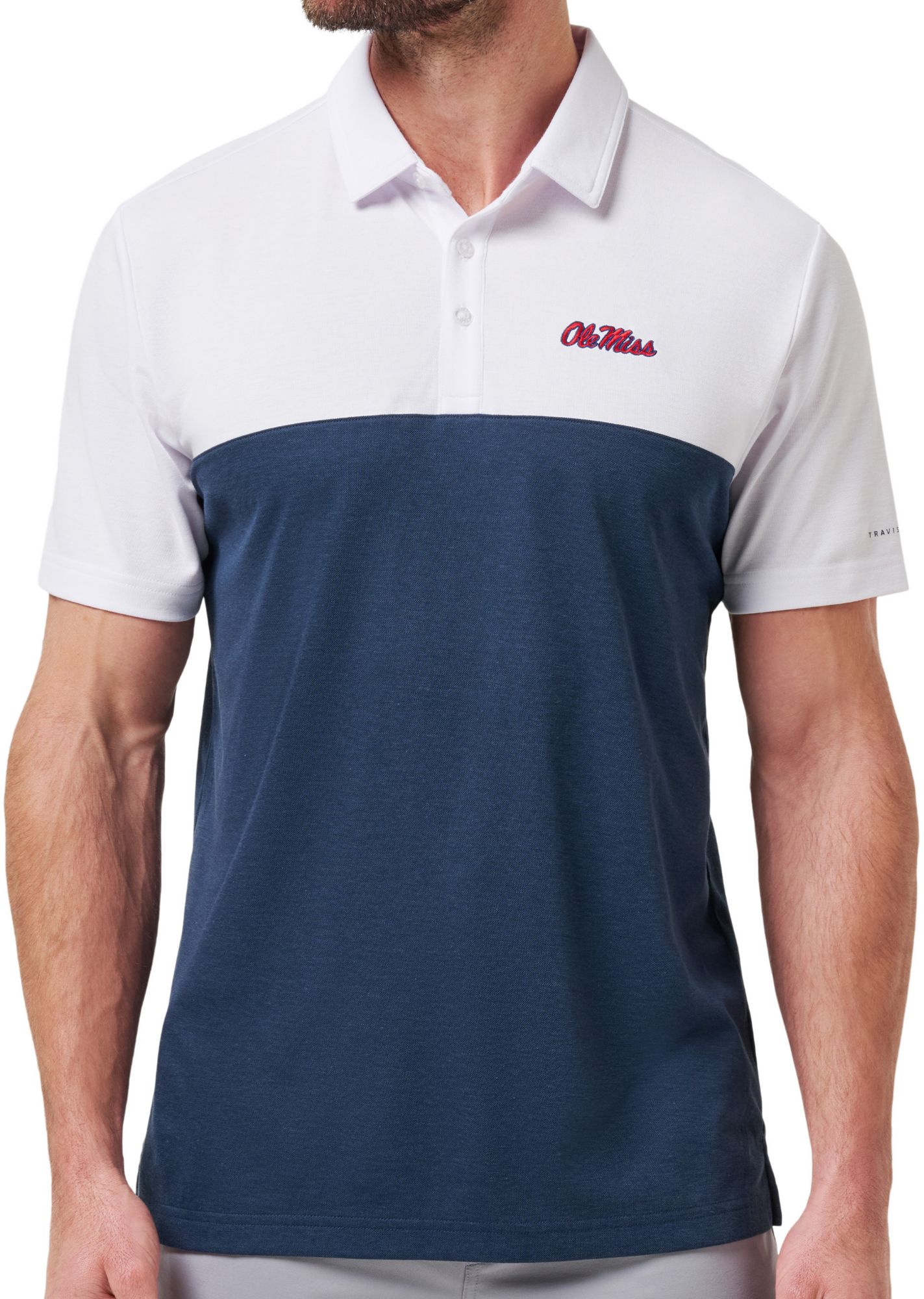 TravisMathew Men's Ole Miss Rebels White Drop Back Polo product image