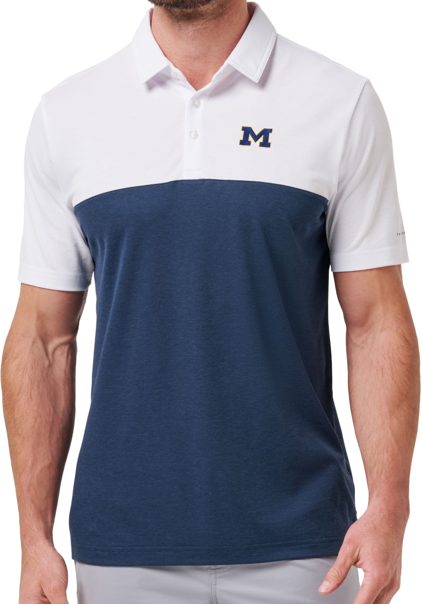 TravisMathew Men's Michigan Wolverines White Drop Back Polo product image