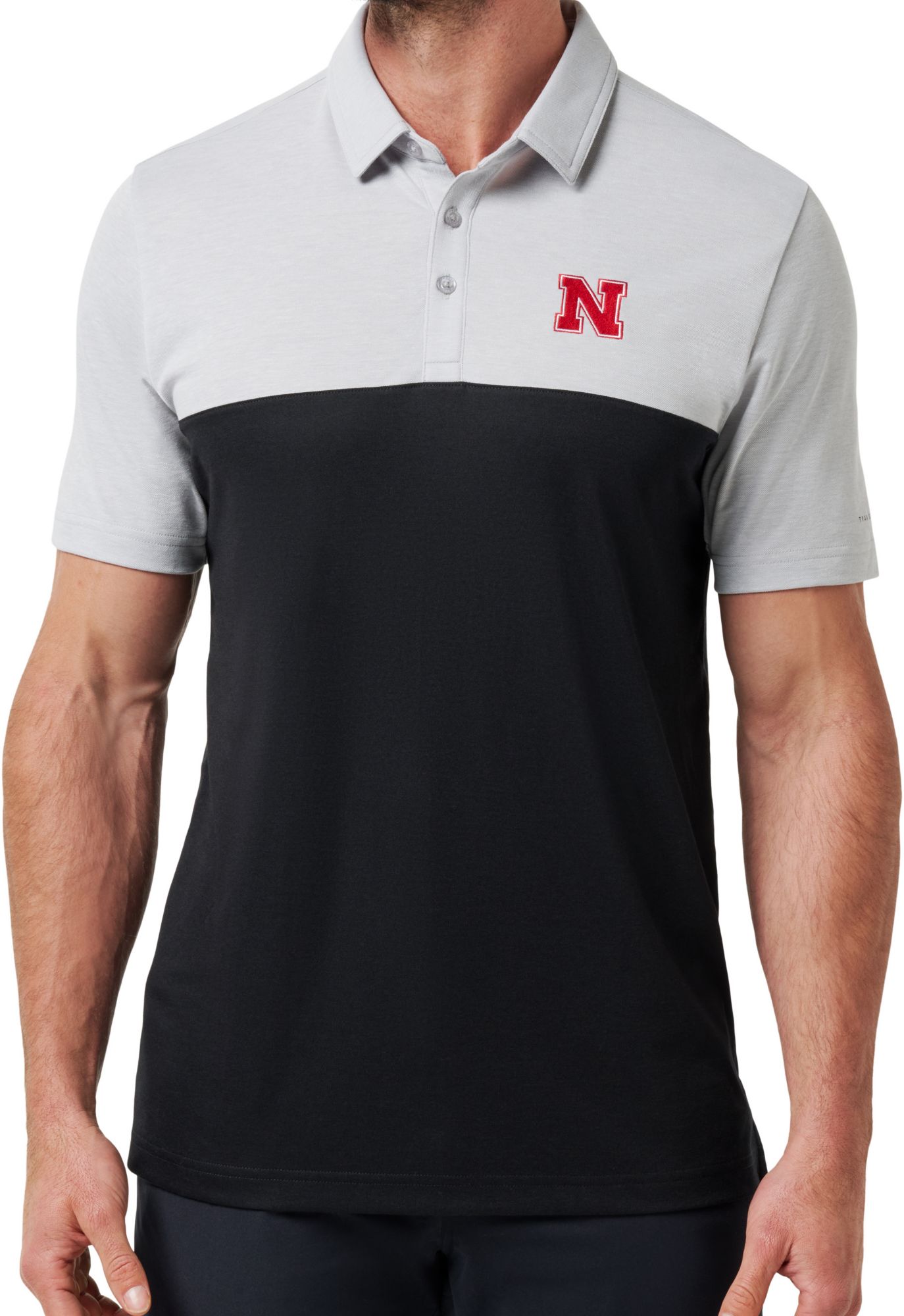 TravisMathew Men's Nebraska Cornhuskers Heather Grey Drop Back Polo product image