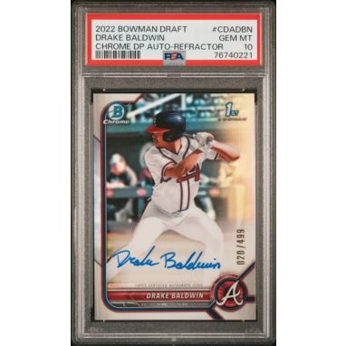 sorry, 2022 Bowman Draft Chrome Draft Pick Autographs Cdadbn Drake Baldwin Refractor PSA 10 is currently out of stock