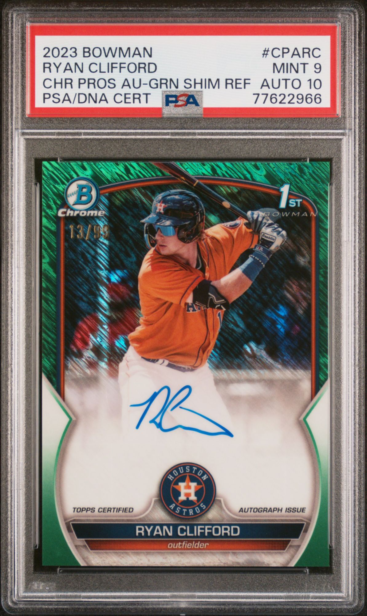 2023 Bowman Chrome Prospect Autographs Cparc Ryan Clifford Green Shimmer PSA 9 product image