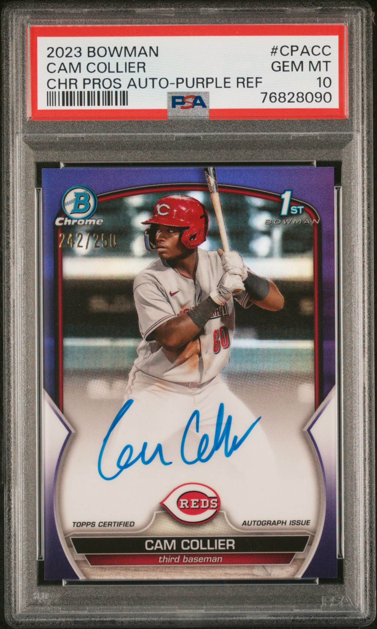 2023 Bowman Chrome Prospect Autographs CPACC Cam Collier Purple Refractor PSA 10 product image