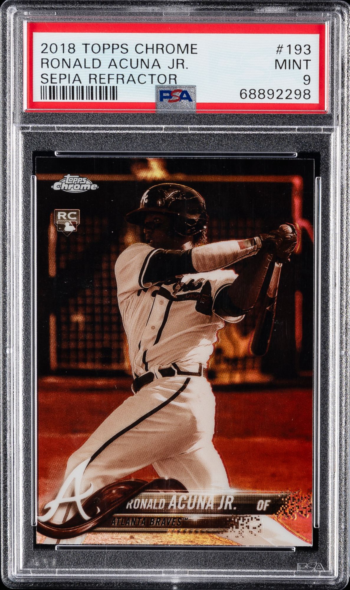 2018 Topps Chrome 193 Ronald Acuna Jr. Sepia Refractor PSA 9 product image