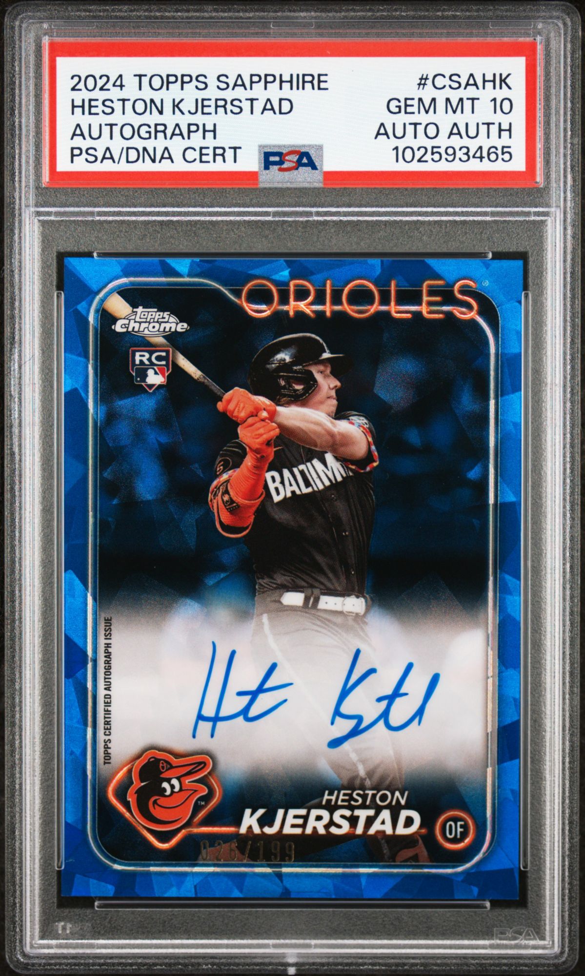 2024 Topps Chrome Sapphire Chrome Sapphire Autographs Heston Kjerstad PSA 10 product image