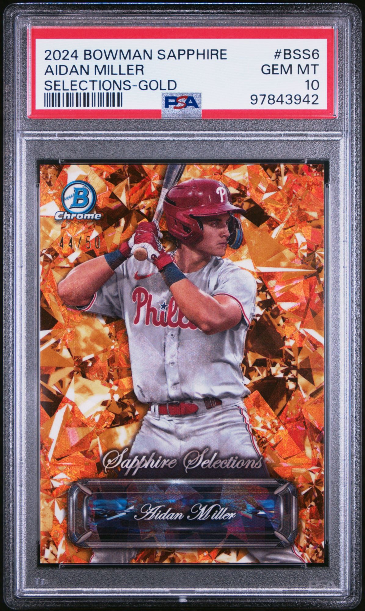 2024 Bowman Sapphire Edition Sapphire Selections Aidan Miller Gold PSA 10 product image