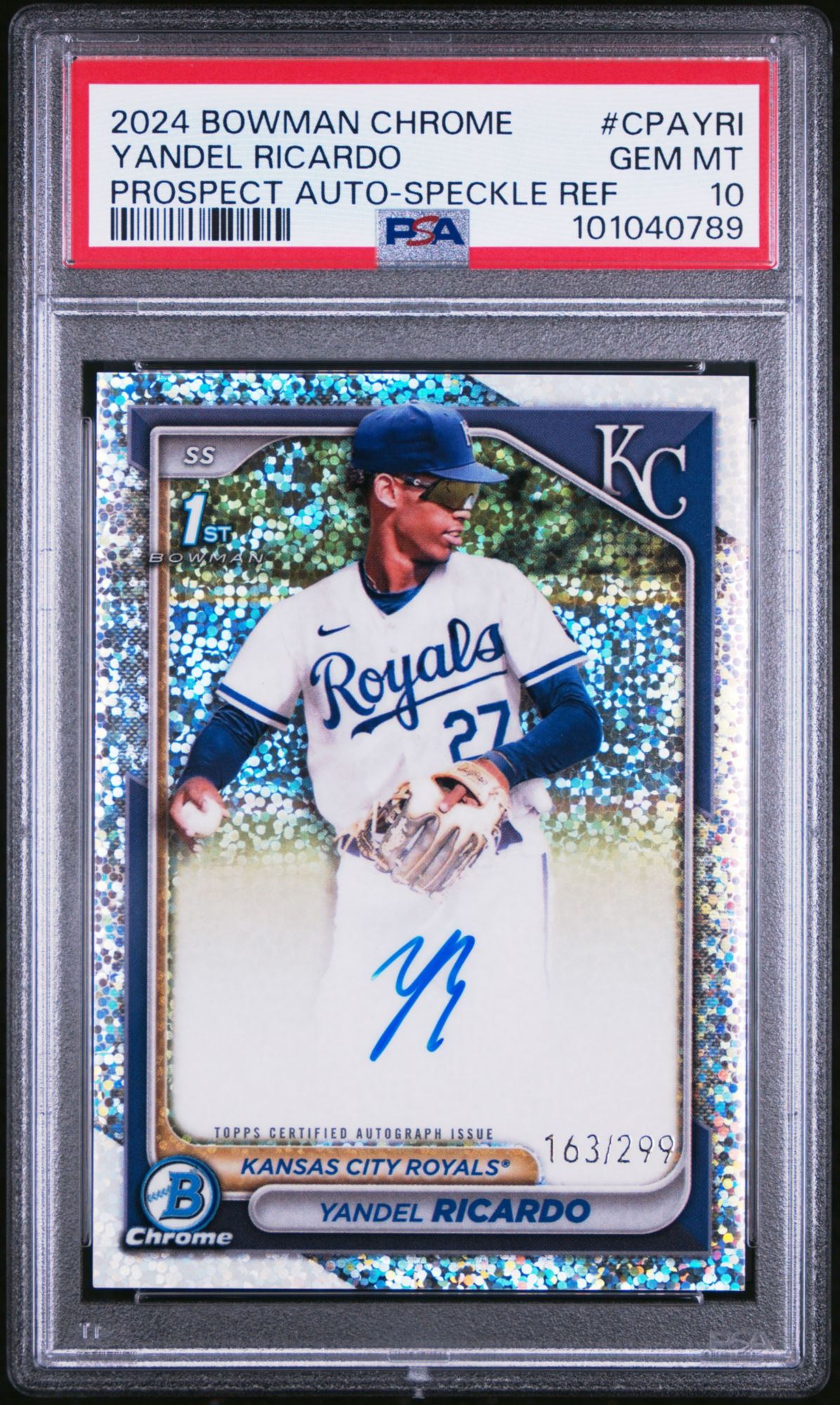 2024 Bowman Chrome Prospect Autographs Yandel Ricardo Speckle Refractor PSA 10 product image