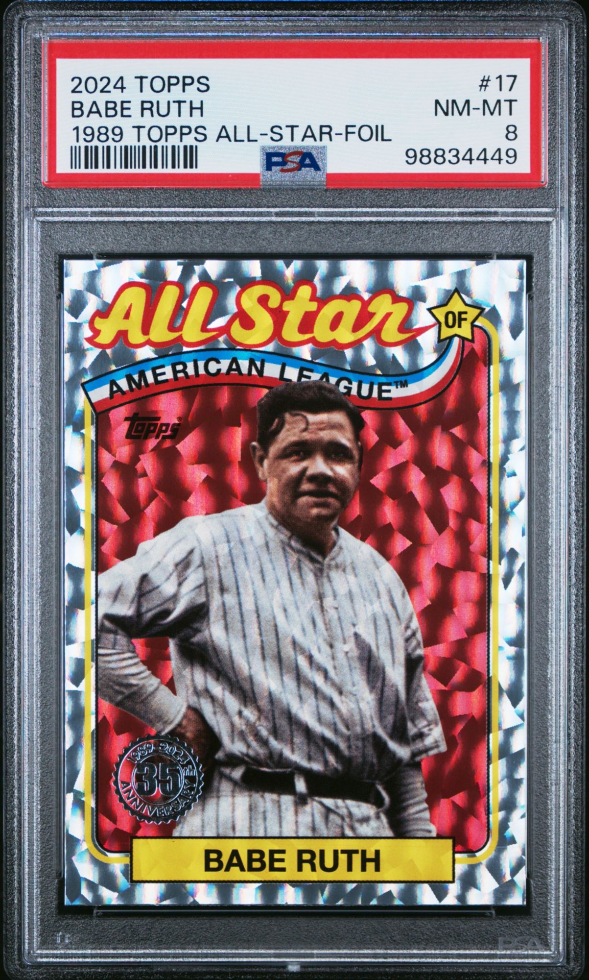 2024 Topps 1989 Topps Baseball All-Star 17 Babe Ruth Foil PSA 8 product image