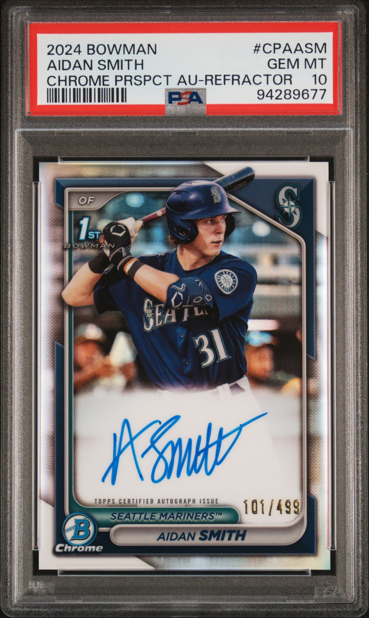 2024 Bowman Chrome Prospect Autographs Aidan Smith Refractor PSA 10 product image