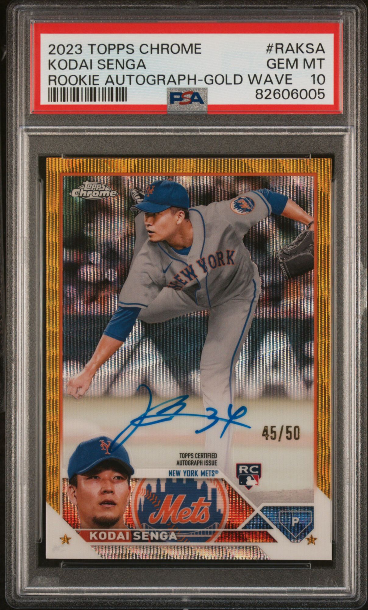 2023 Topps Chrome Rookie Autograph Raksa Kodai Senga Gold Wave Refractor PSA 10 product image