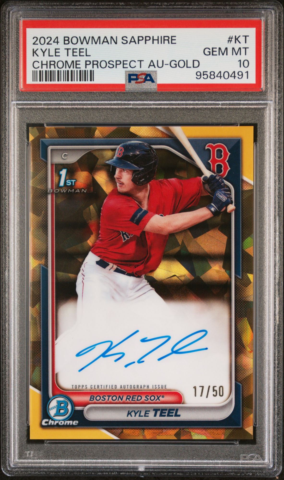 2024 Bowman Sapphire Edition Chrome Prospects Sapphire Autographs Kyle Teel Gold PSA 10 product image