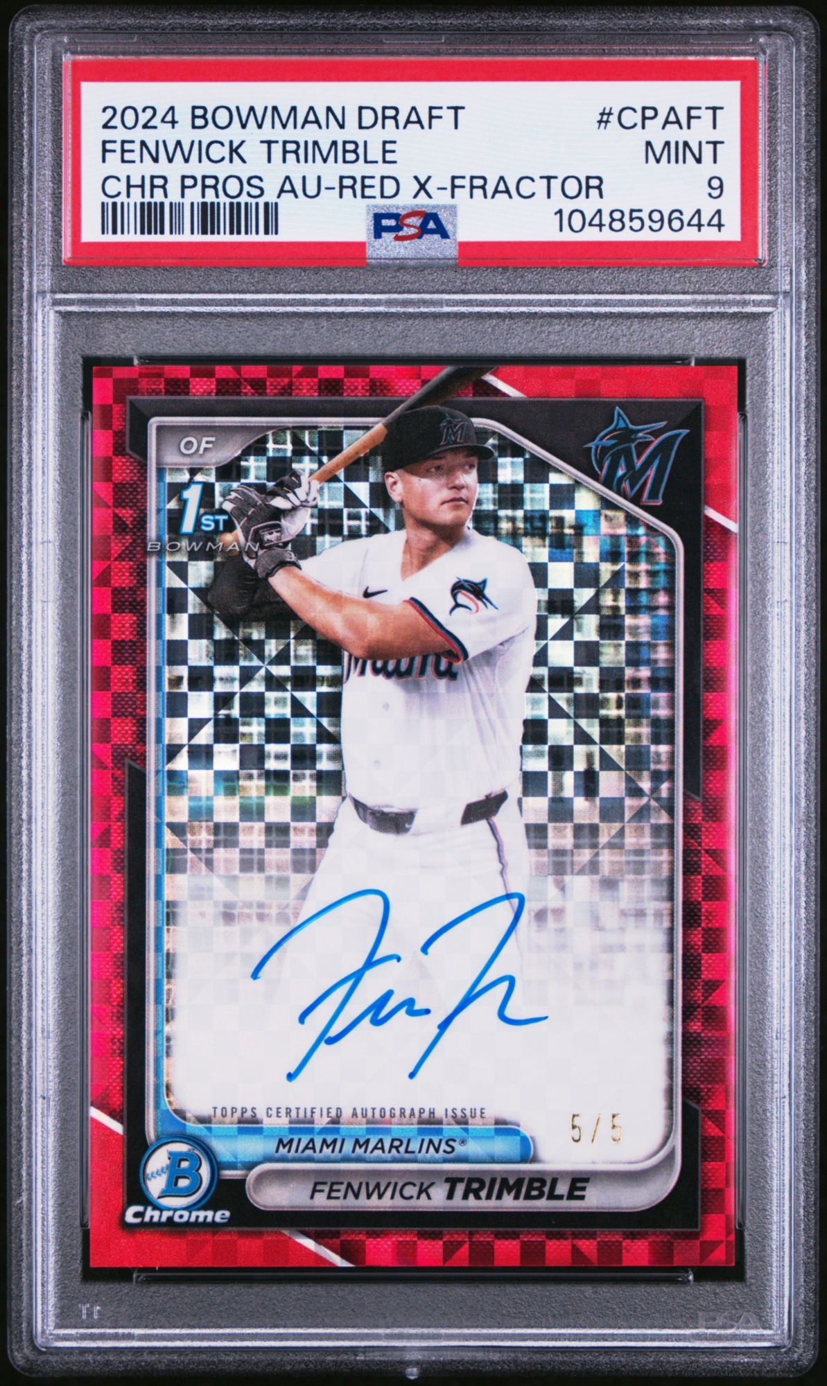 2024 Bowman Draft Chrome Prospect Autographs Fenwick Trimble Red X-Fractor PSA 9 product image