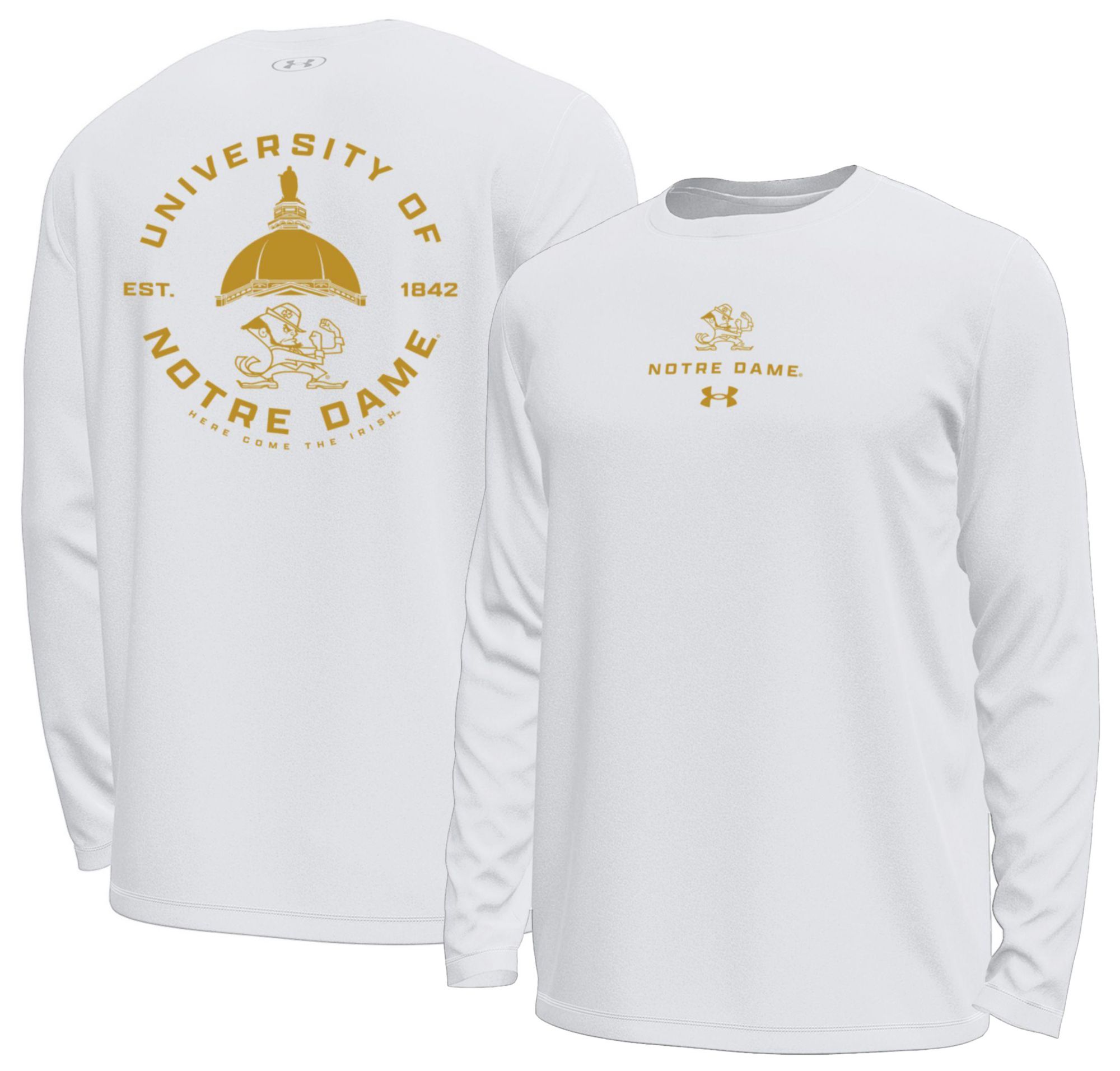 Under Armour Men's Notre Dame Fighting Irish White Tech Stretch Long Sleeve T-Shirt product image