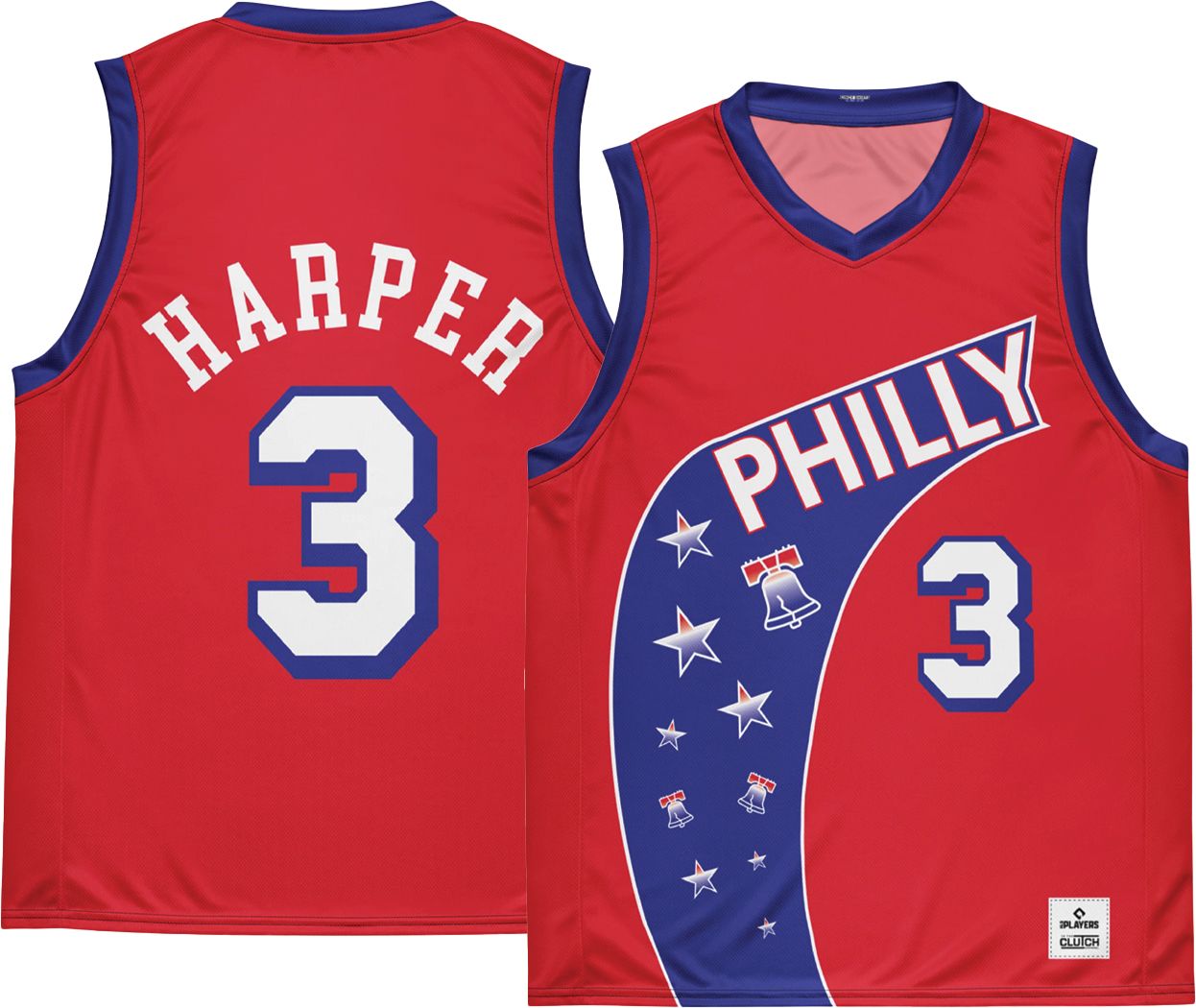 In The Clutch Adult Philadelphia Bryce Harper #3 Red Basketball Jersey product image