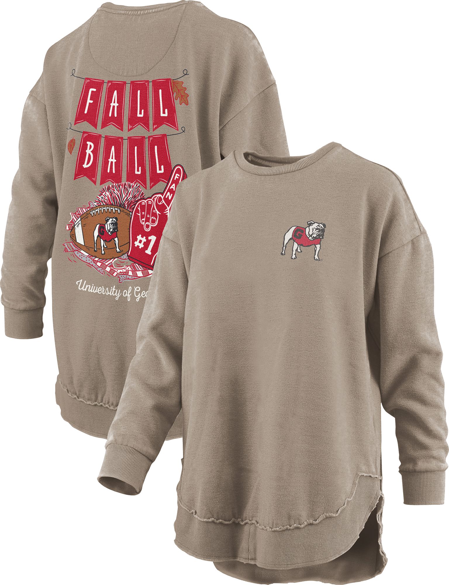 Pressbox Women's Georgia Bulldogs Acorn Pennant Crew Pullover Sweatshirt product image