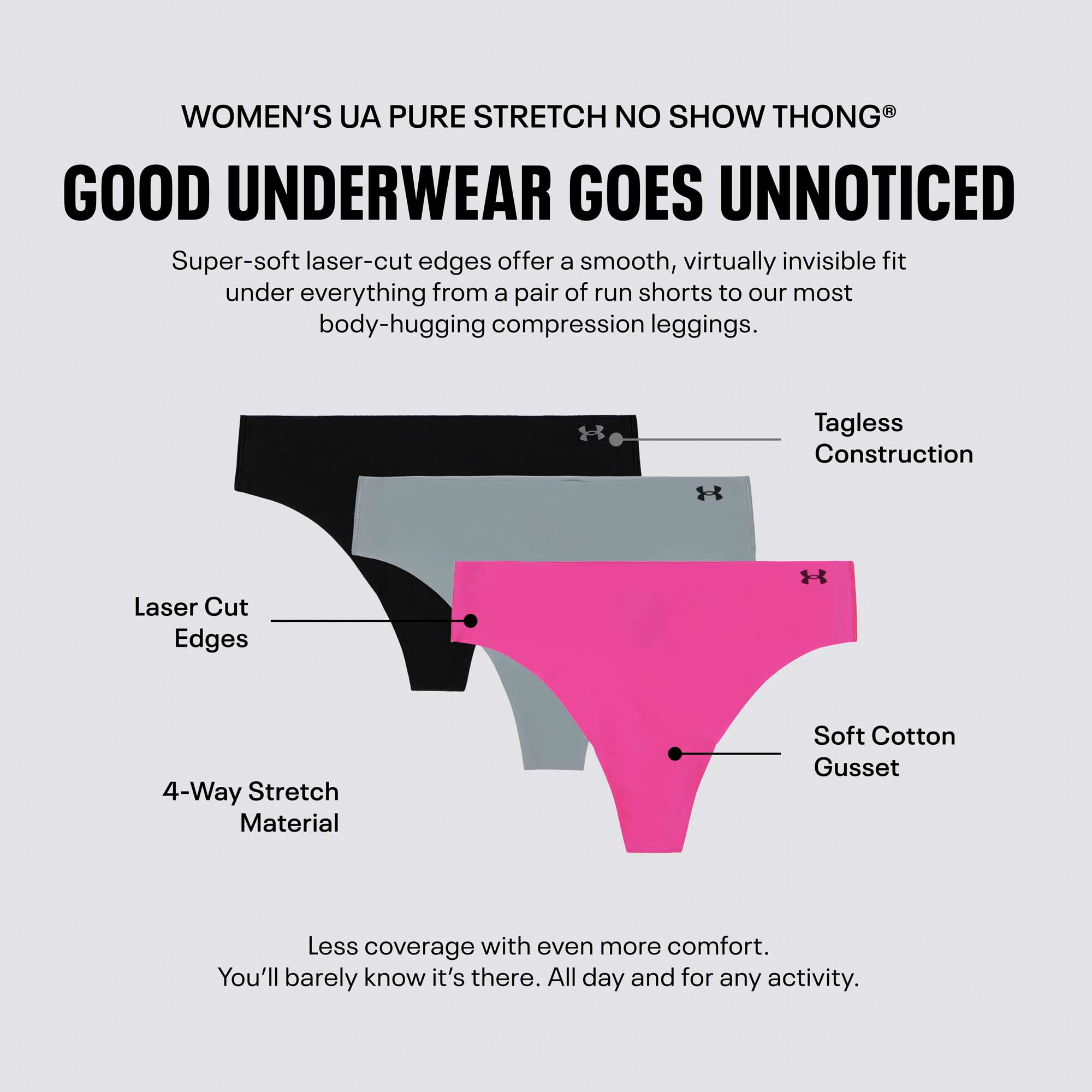 Under Armour Women's Pure Stretch No Show Thong - 3 Pack product image