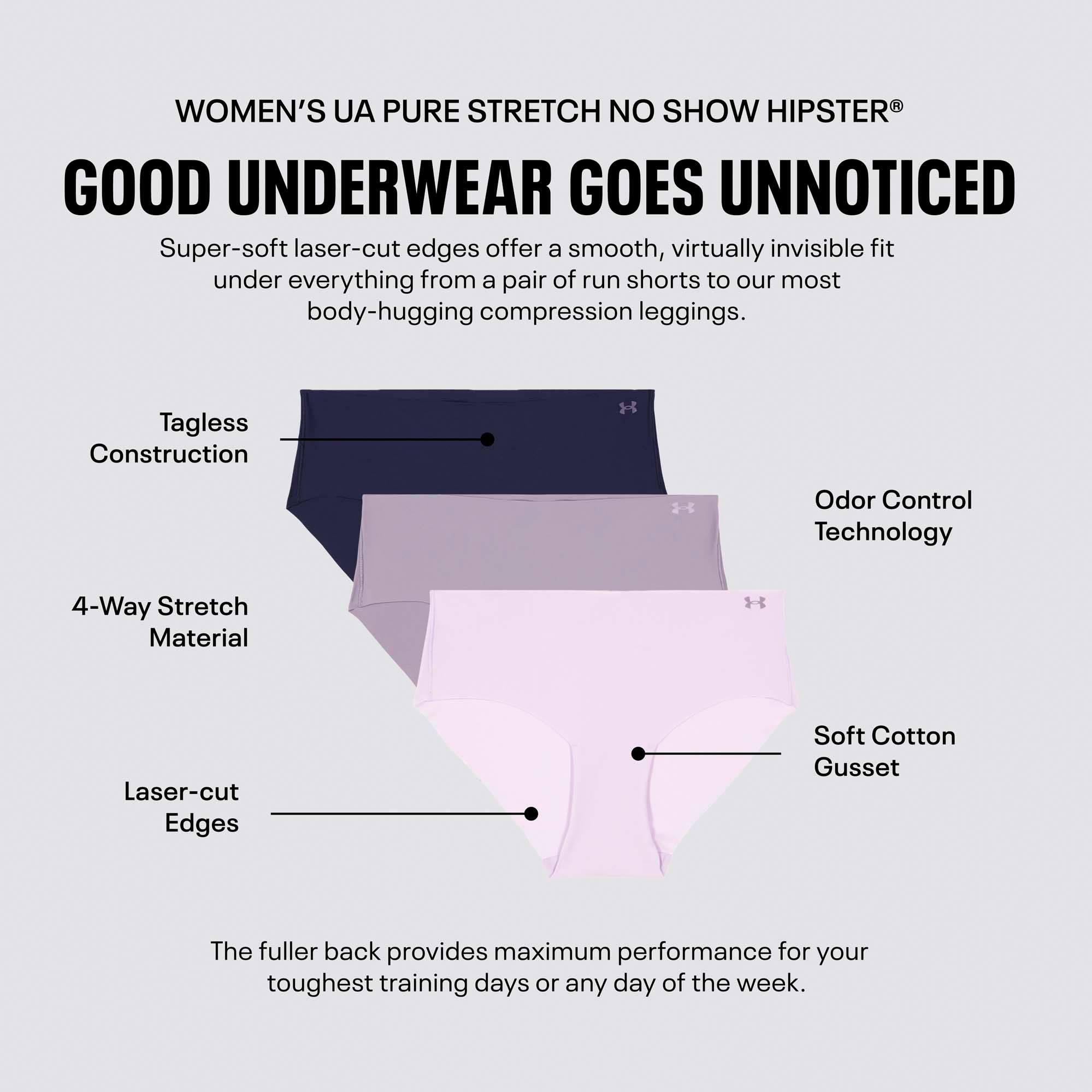Under Armour Women's Pure Stretch No Show Hipster Underwear - 3 Pack product image