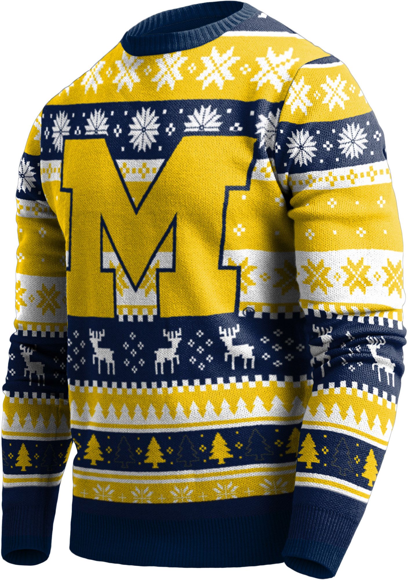 FOCO Men's Michigan Wolverines Blue Ugly Knit Sweater product image
