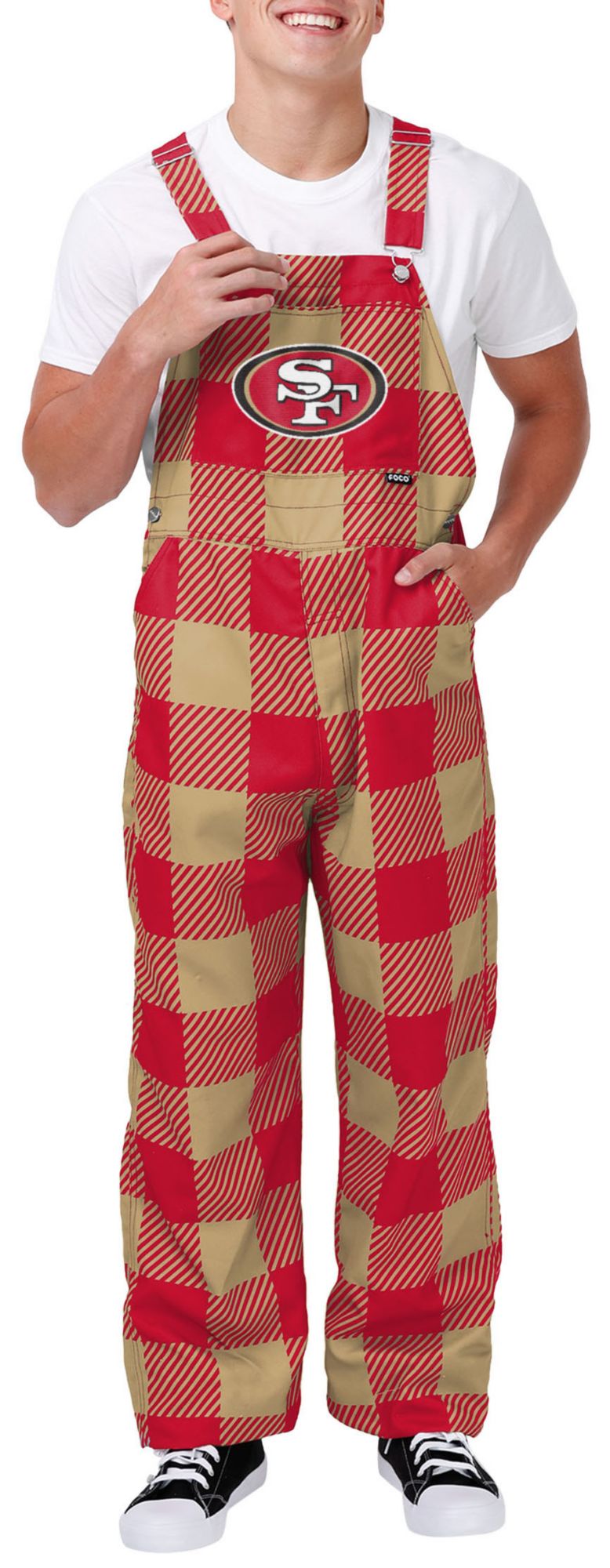 FOCO Men's San Francisco 49ers Plaid Overalls product image