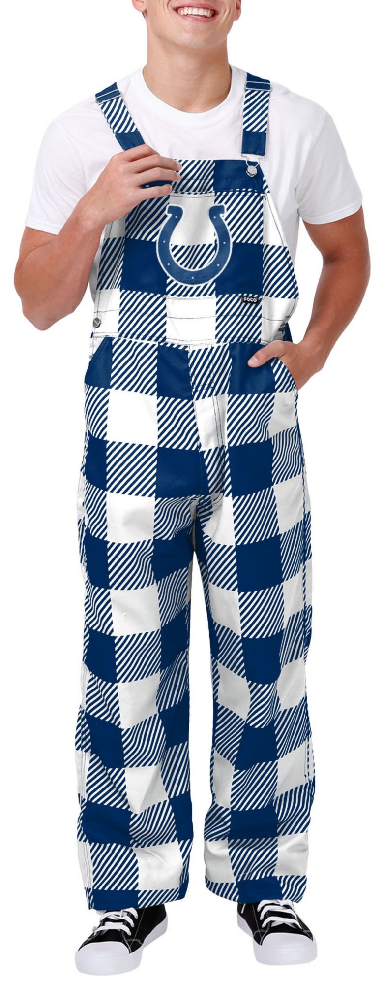 FOCO Men's Indianapolis Colts Plaid Overalls product image