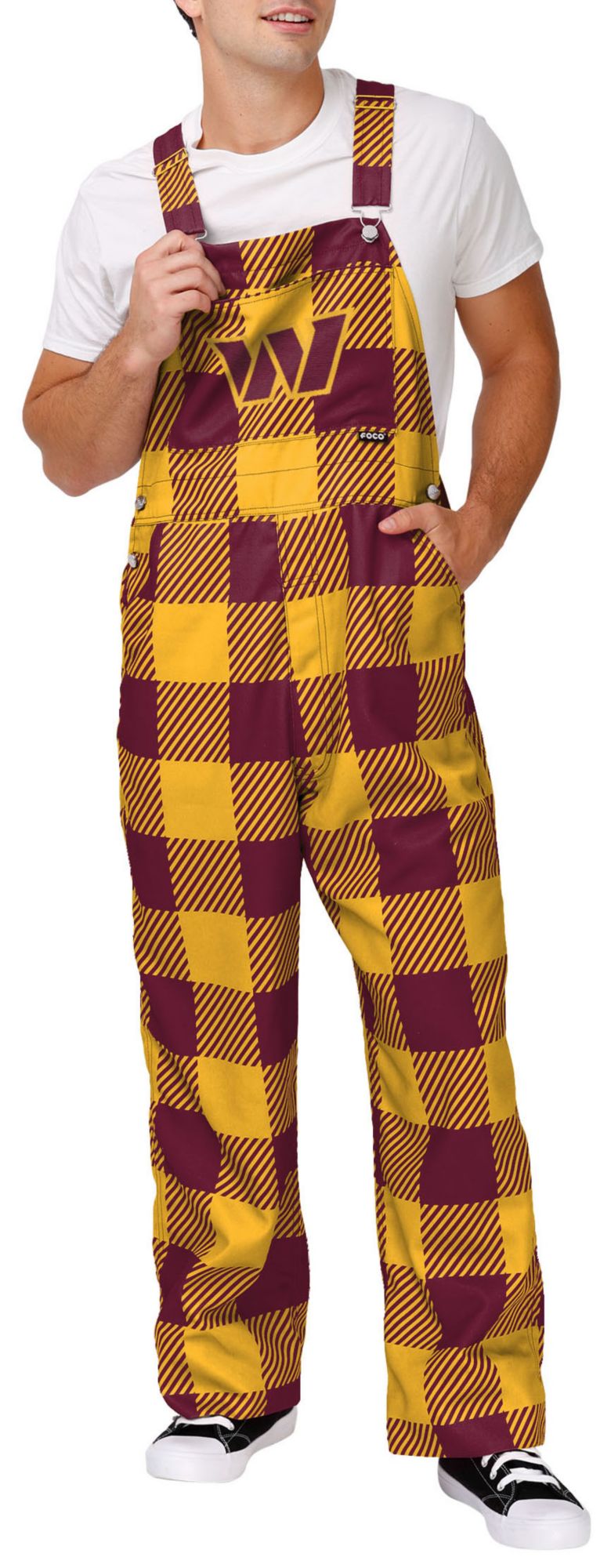 FOCO Men's Washington Commanders Plaid Overalls product image