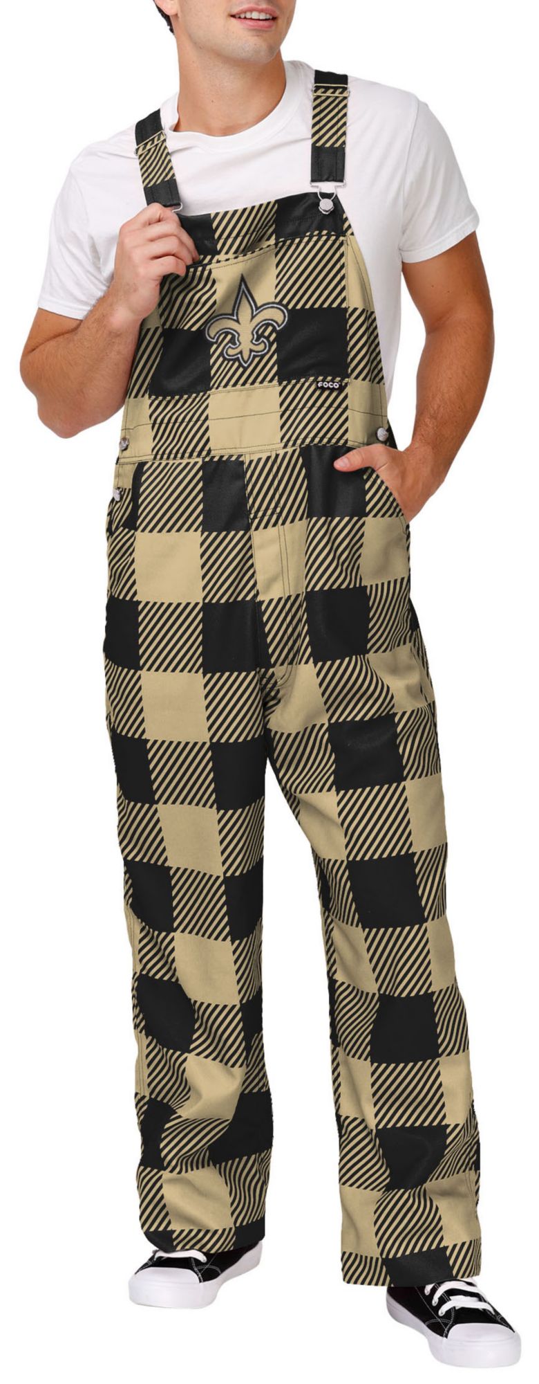 FOCO Men's New Orleans Saints Plaid Overalls product image
